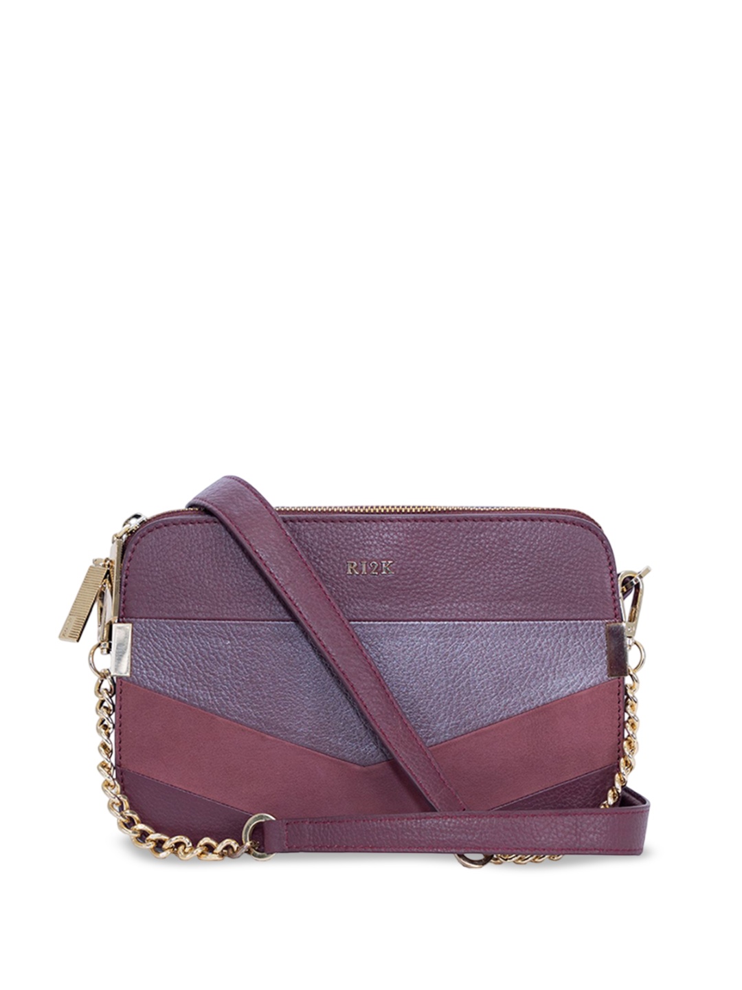 

RI2K LONDON Women Colourblocked Crossbody Leather Sling Bag, Purple