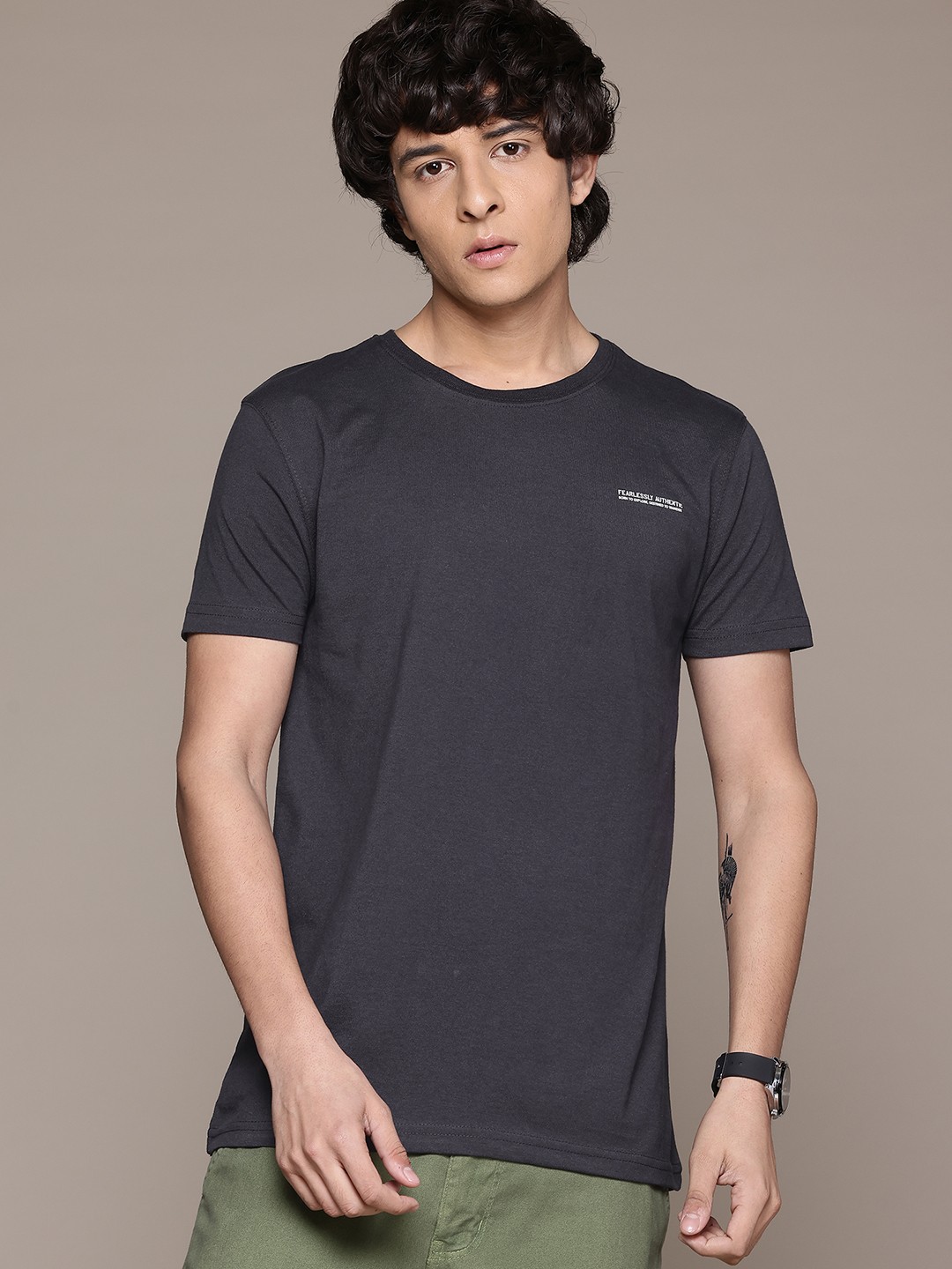 

The Roadster Lifestyle Co. Men Typography Printed T-shirt, Charcoal