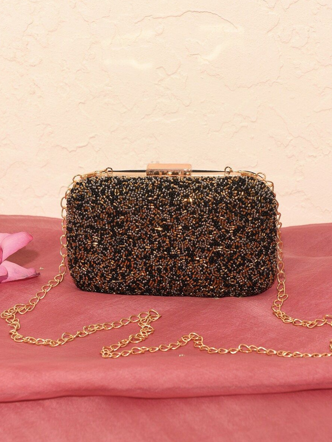 

JAYPORE Embellished Box Clutch, Black