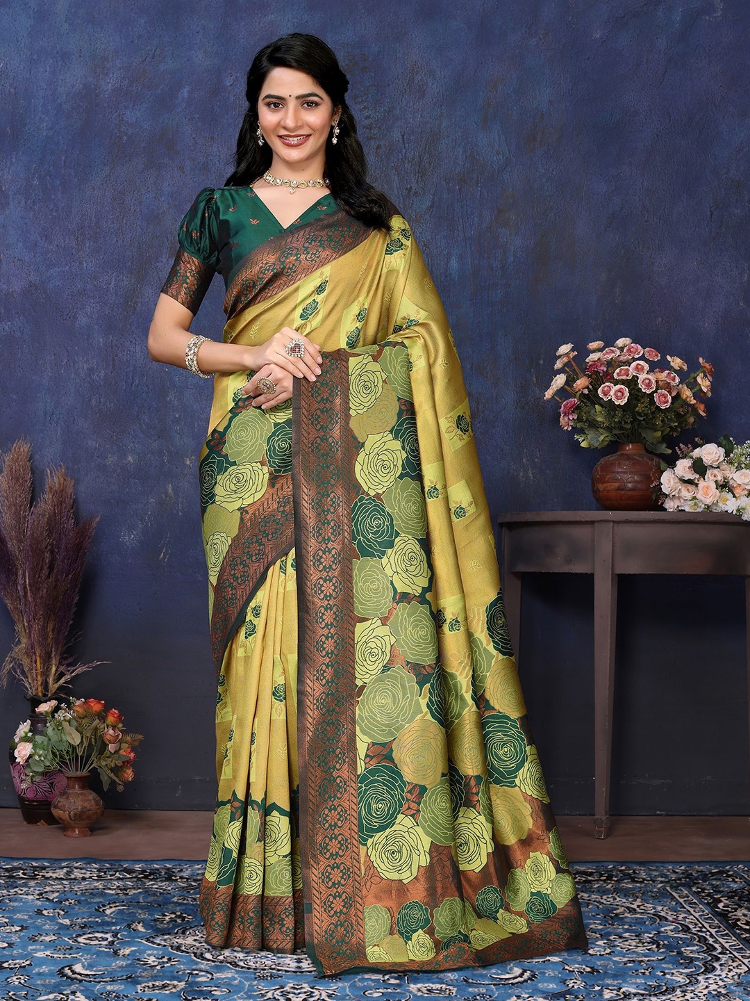 

sareyavella Woven Design Zari Banarasi Saree, Coffee brown