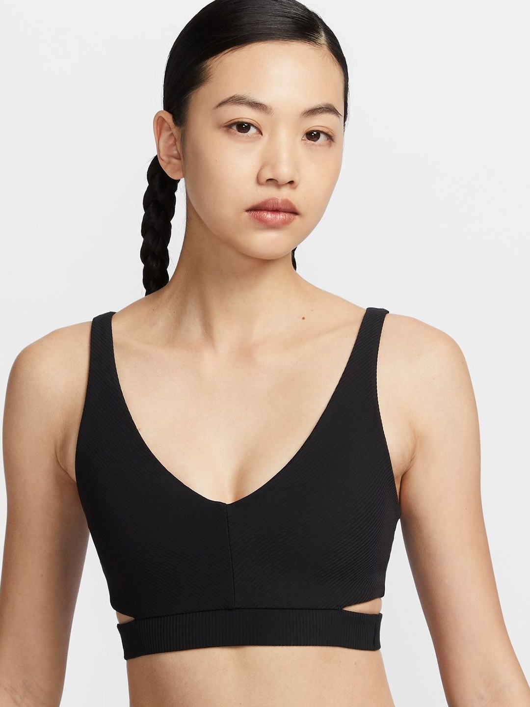 Nike Zenvy Rib Women's Light-Support Padded Sports Bra, Black