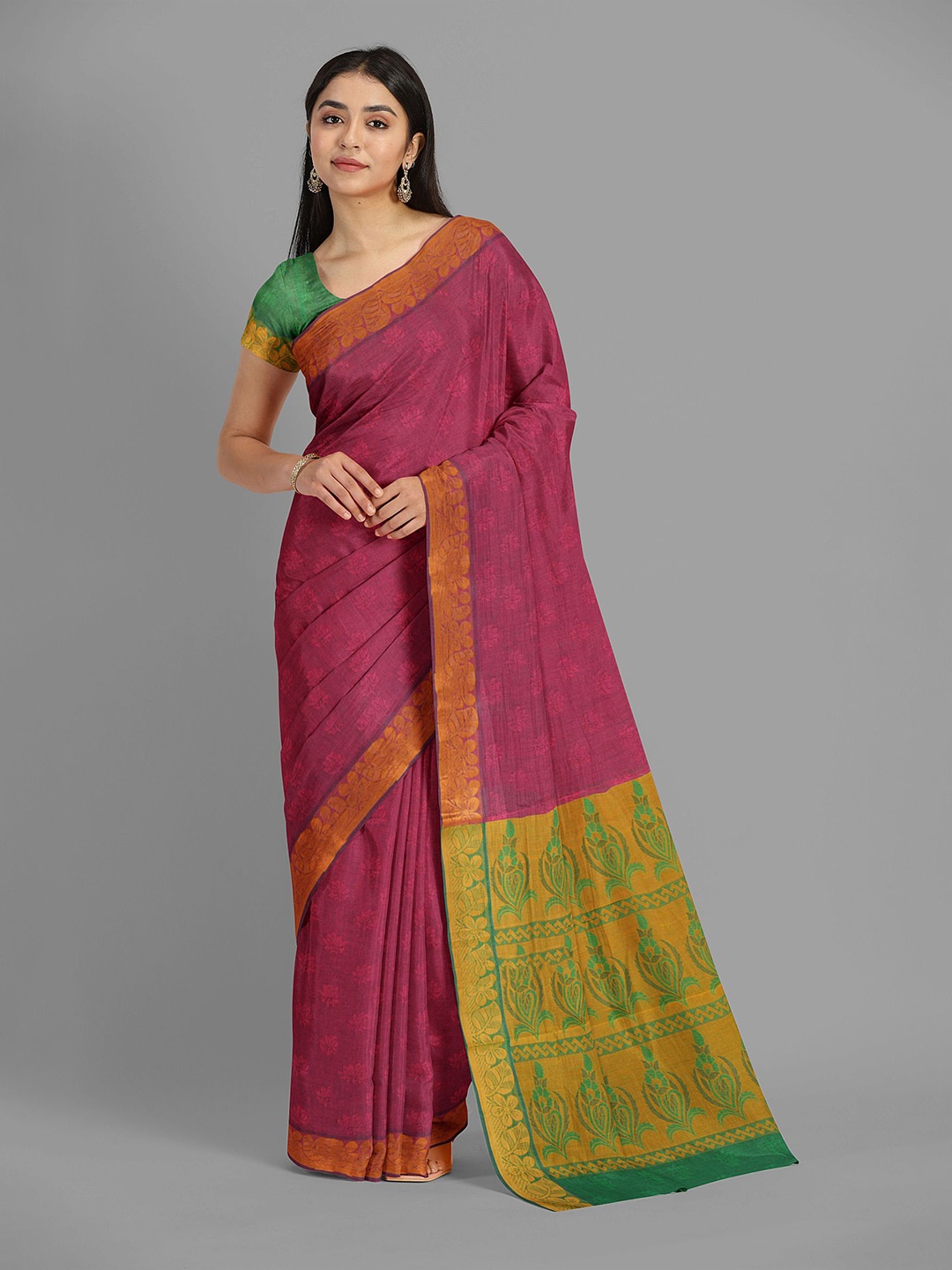 

The Chennai Silks Ethnic Motifs Pure Cotton Kovai Saree, Pink