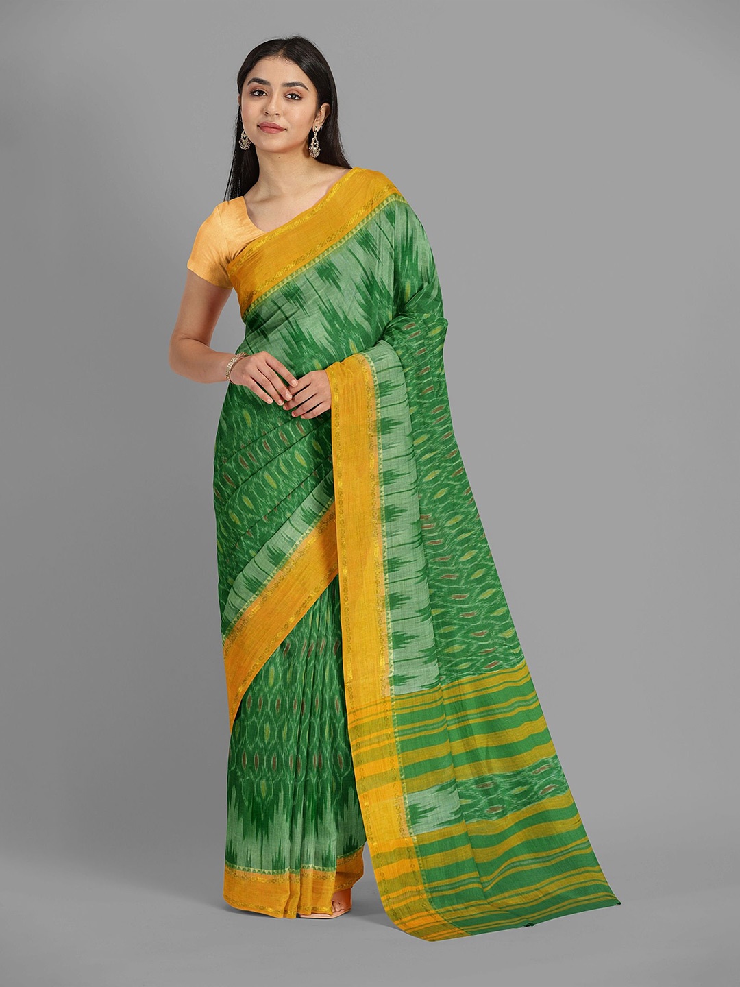 

The Chennai Silks Woven Design Pure Cotton Taant Saree, Green