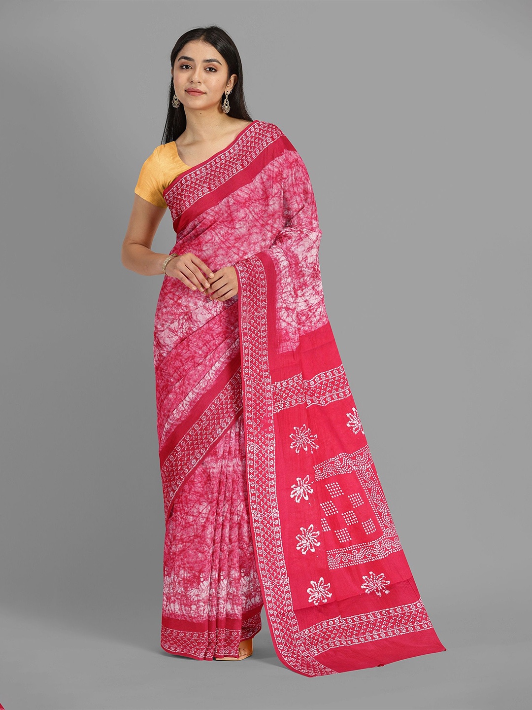 

The Chennai Silks Batik Pure Cotton Sungudi Saree, Pink