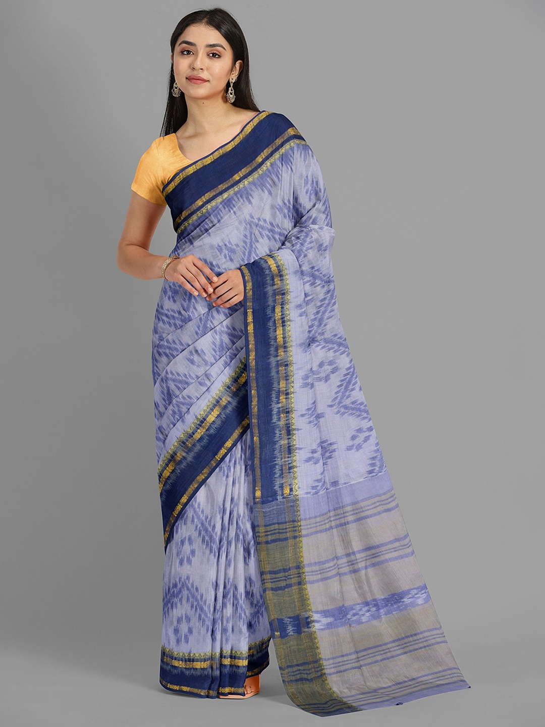

The Chennai Silks Pure Cotton Taant Saree, Blue