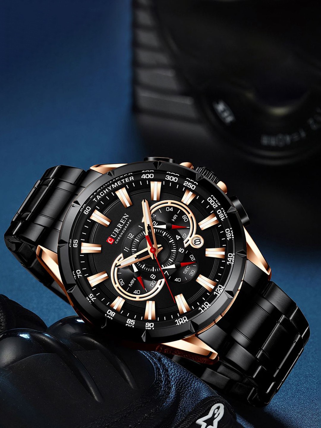 

Curren Men Brass Dial & Wrap Around Straps Analogue Watch CR-8363-Rose-Black