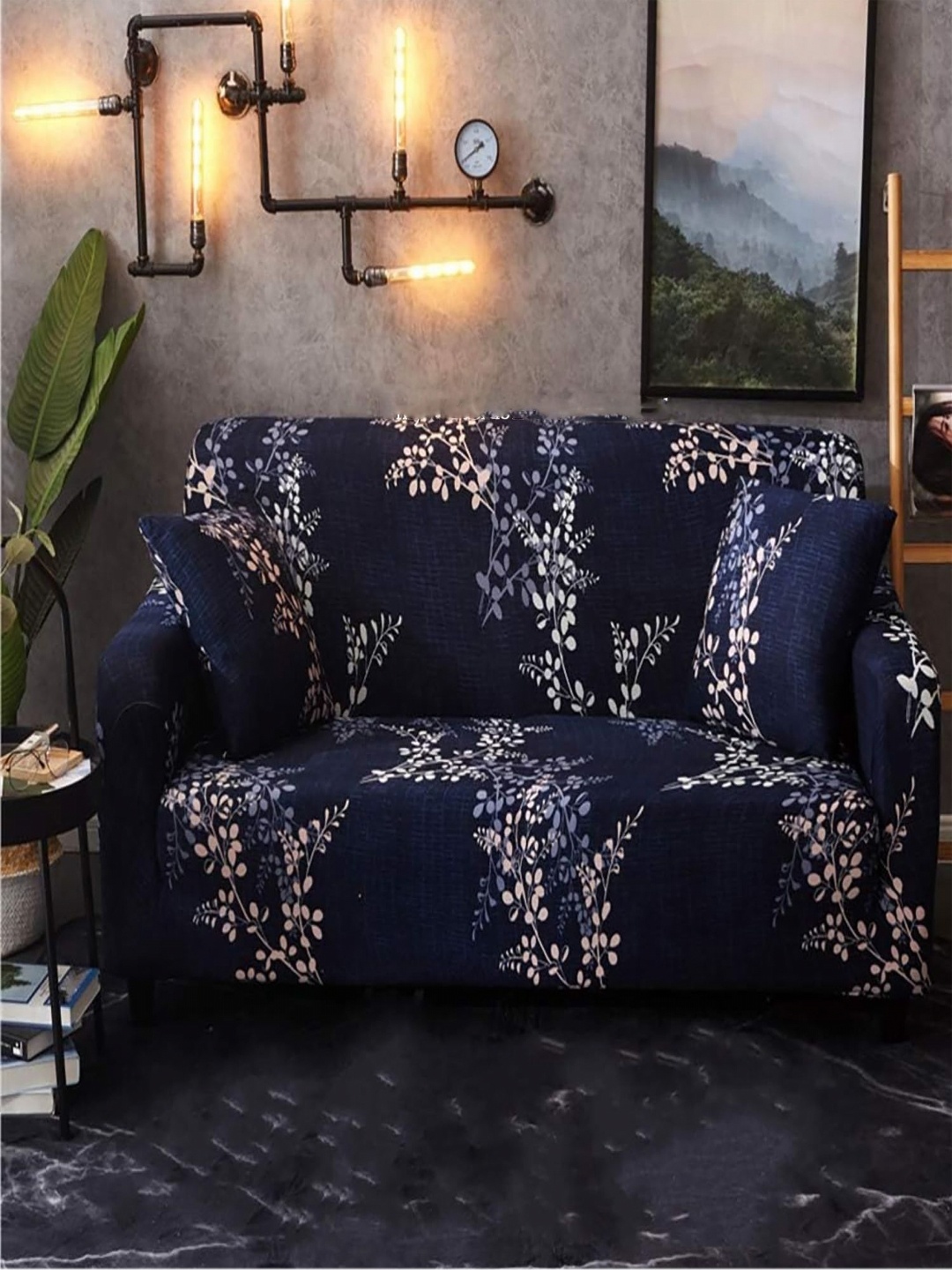 

HOUSE OF QUIRK Double Seater Sofa Slipcover, Blue