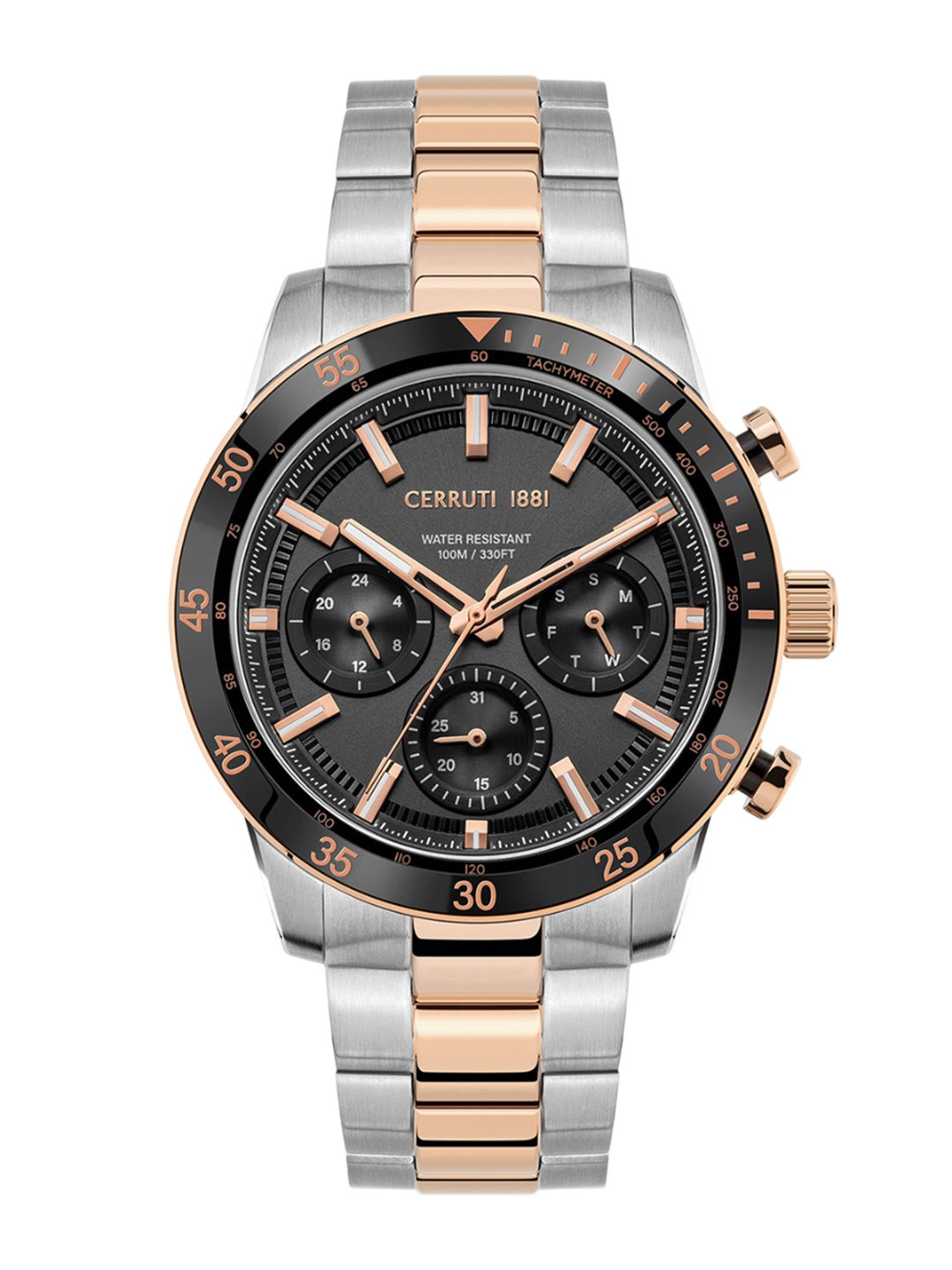 

Cerruti 1881 Men Dial & Stainless Steel Bracelet Style Straps Watch CECIWGK2116602, Black