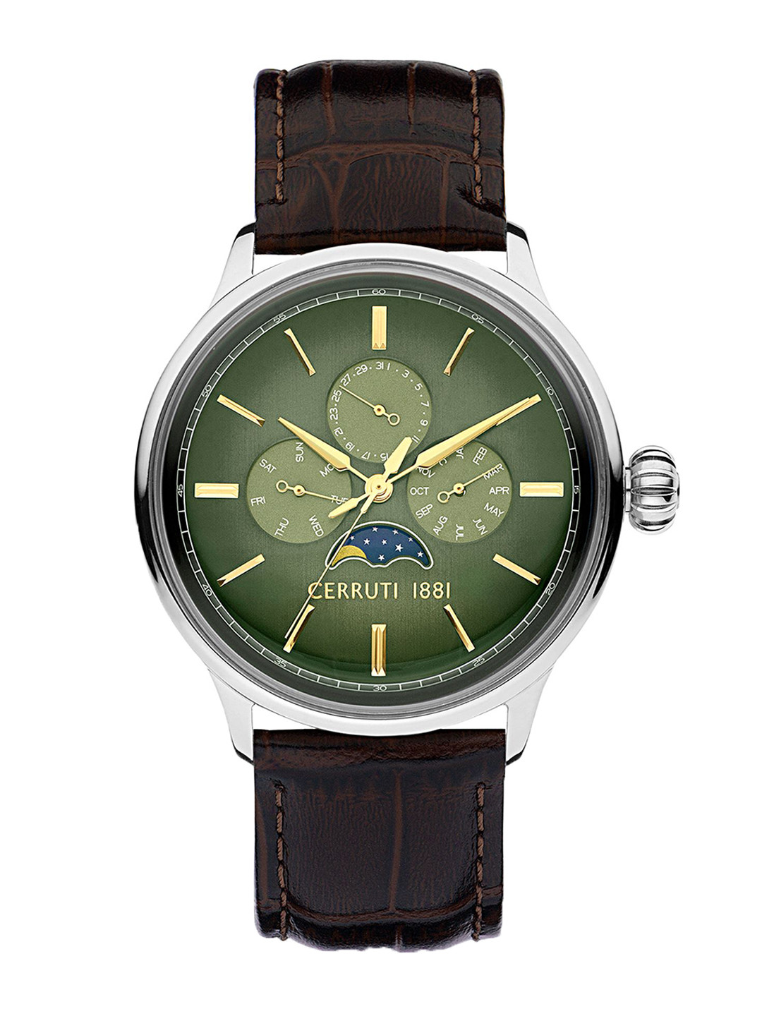

Cerruti 1881 Men Dial & Leather Straps Watch CECIWGF2224602, Green
