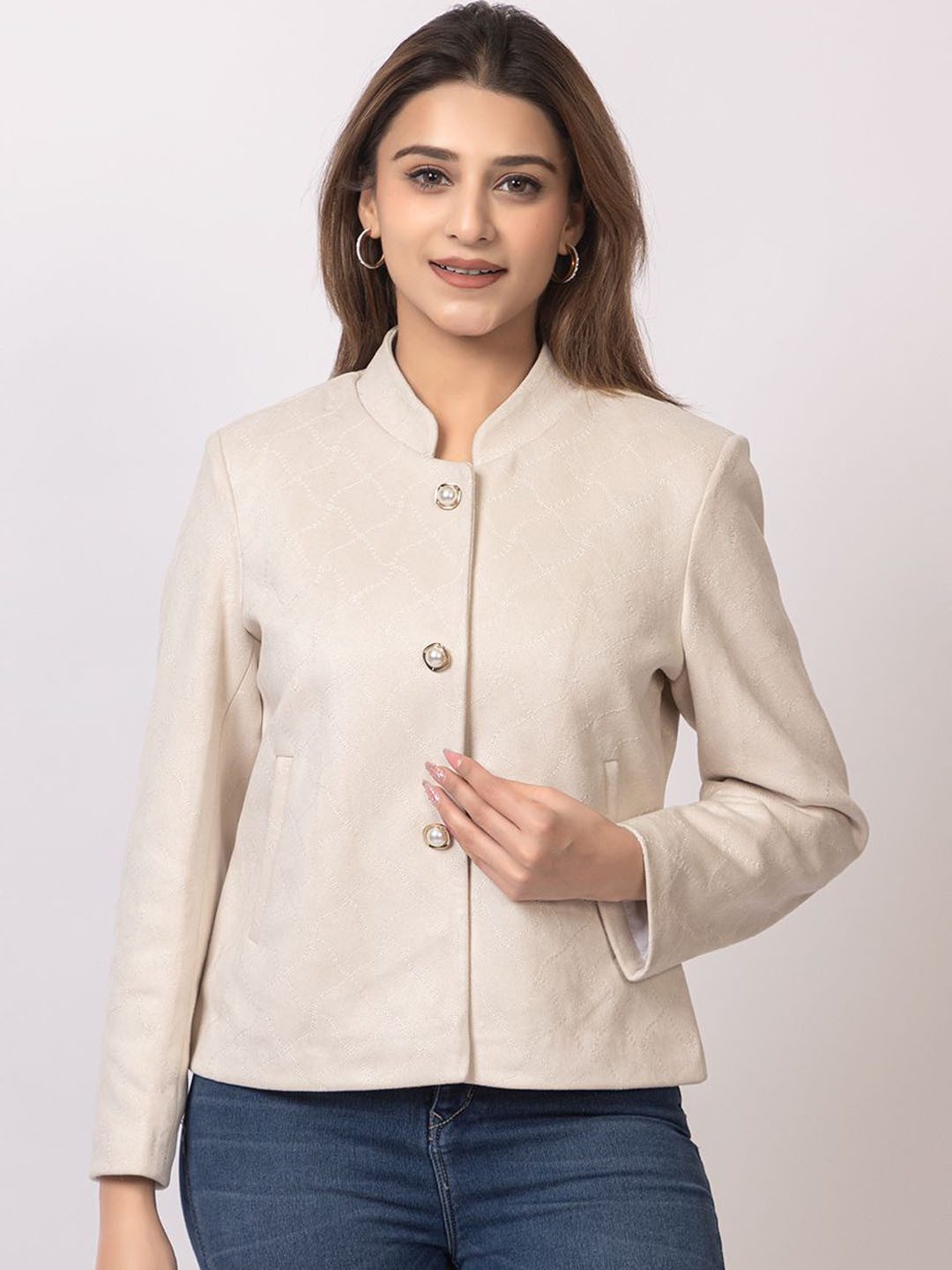 

GFO Single-Breasted Winter Overcoats, Cream