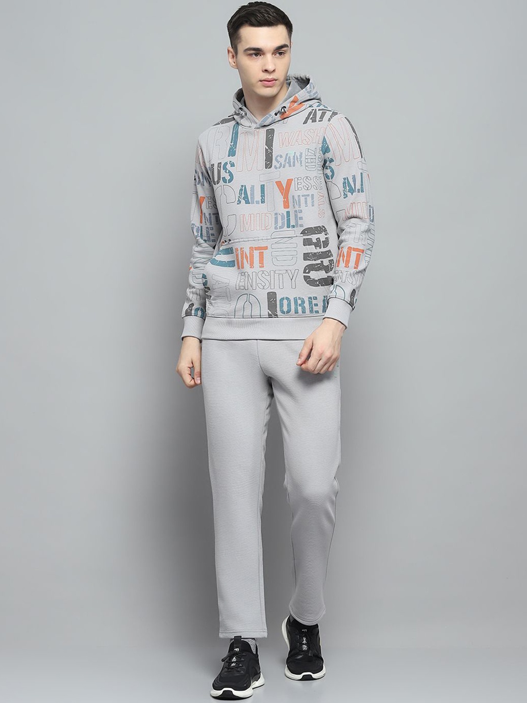

Monte Carlo Men Printed Hooded Neck Tracksuits, Grey