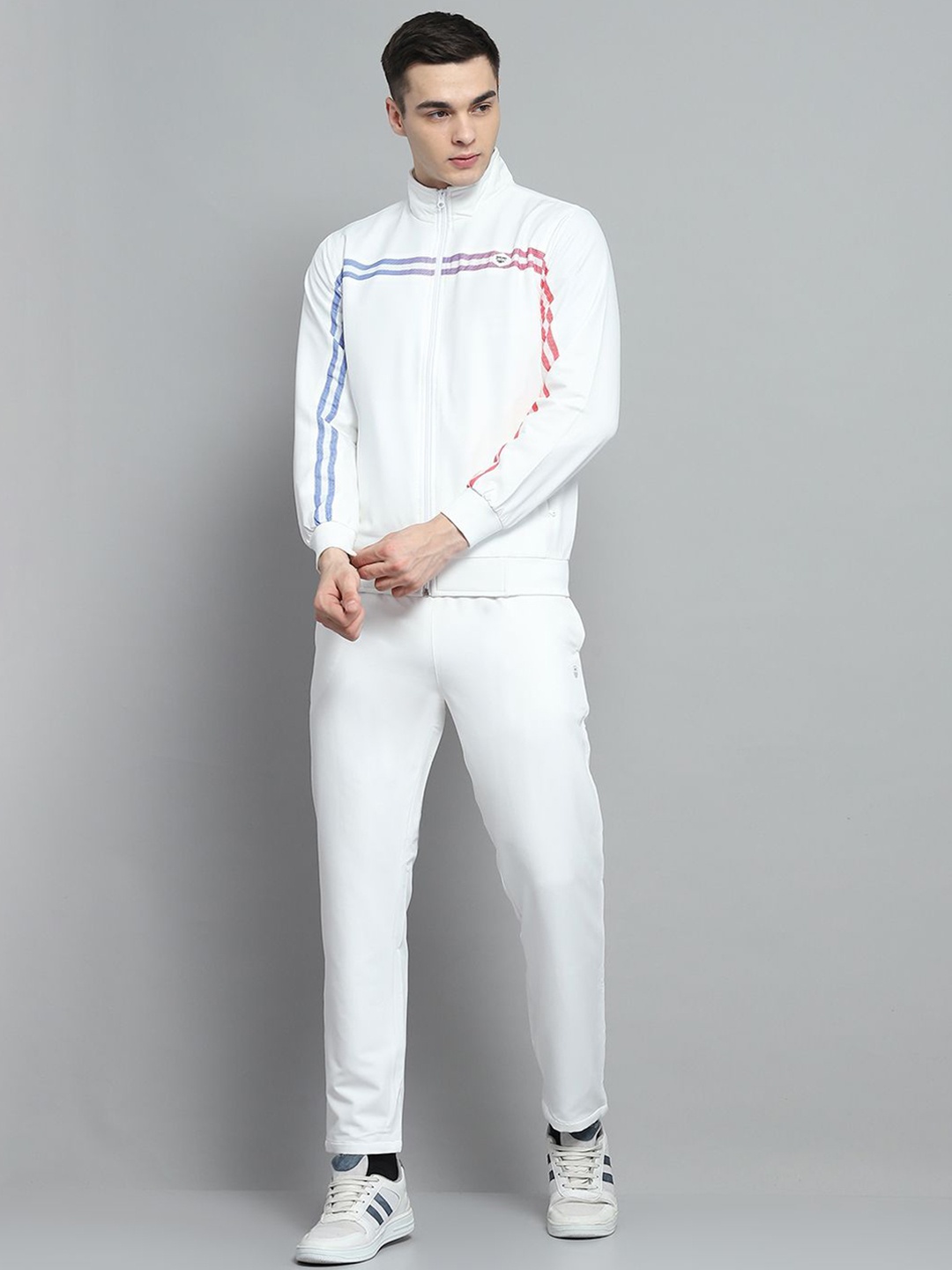 

Monte Carlo Men Mock Neck Full Sleeve Tracksuit, White