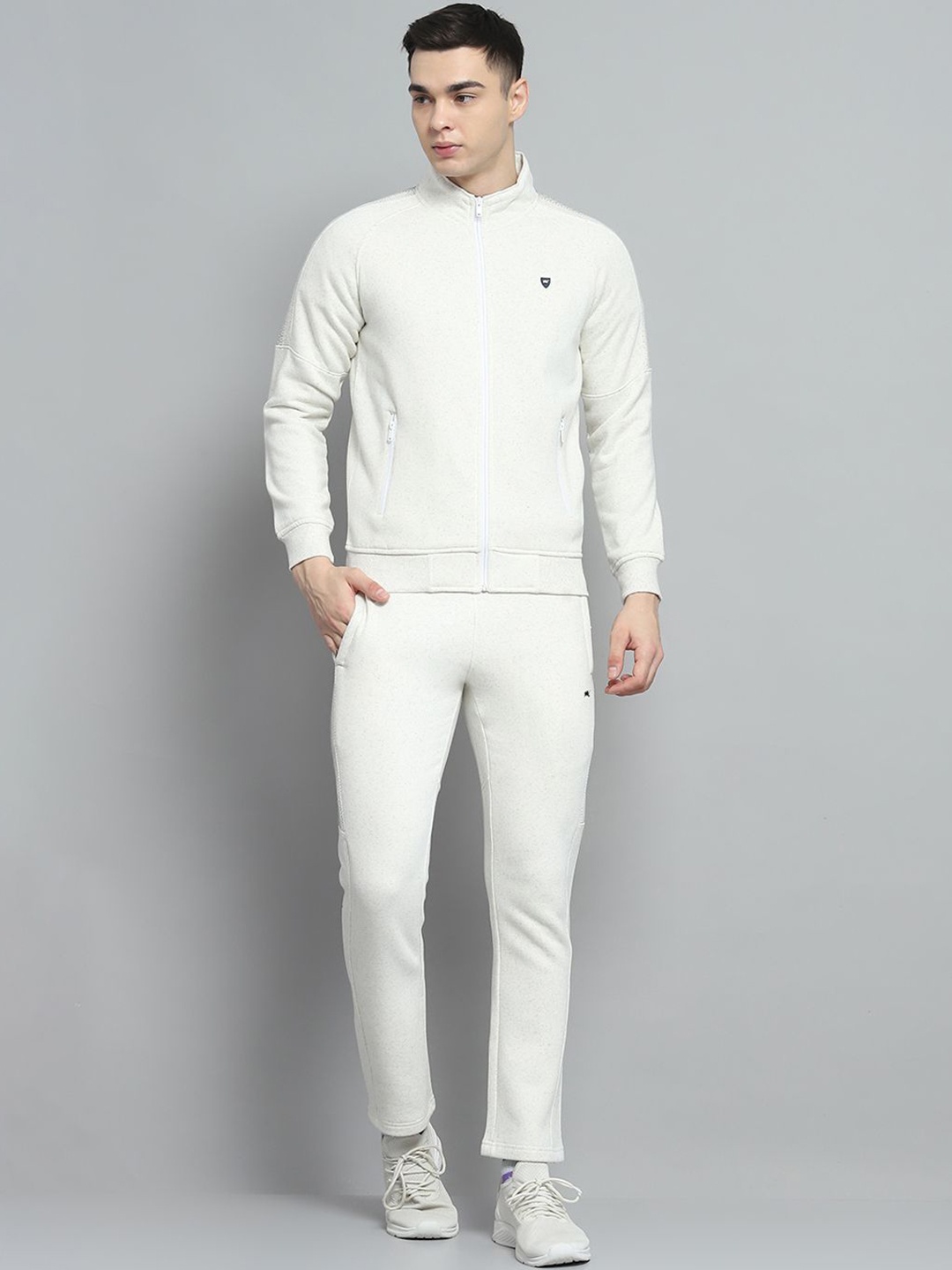 

Monte Carlo Men Mid-Rise Mock Neck Full Sleeve Tracksuit, White