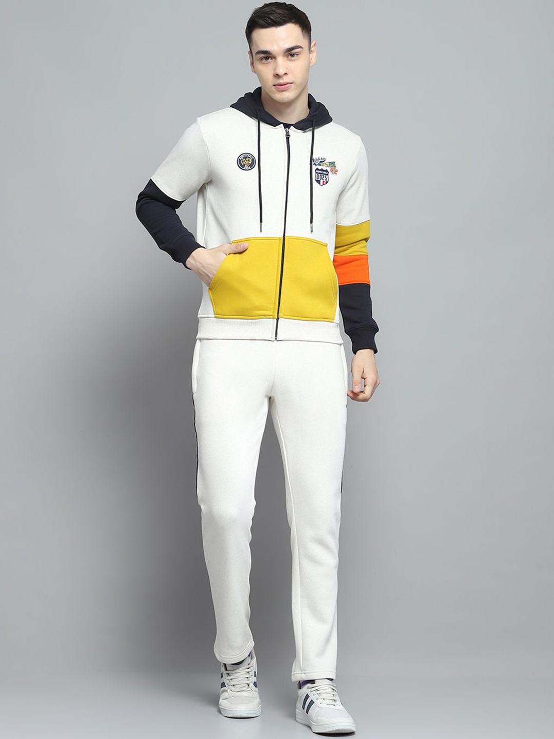 

Monte Carlo Men Colourblocked Mid-Rise Hooded Tracksuit, White