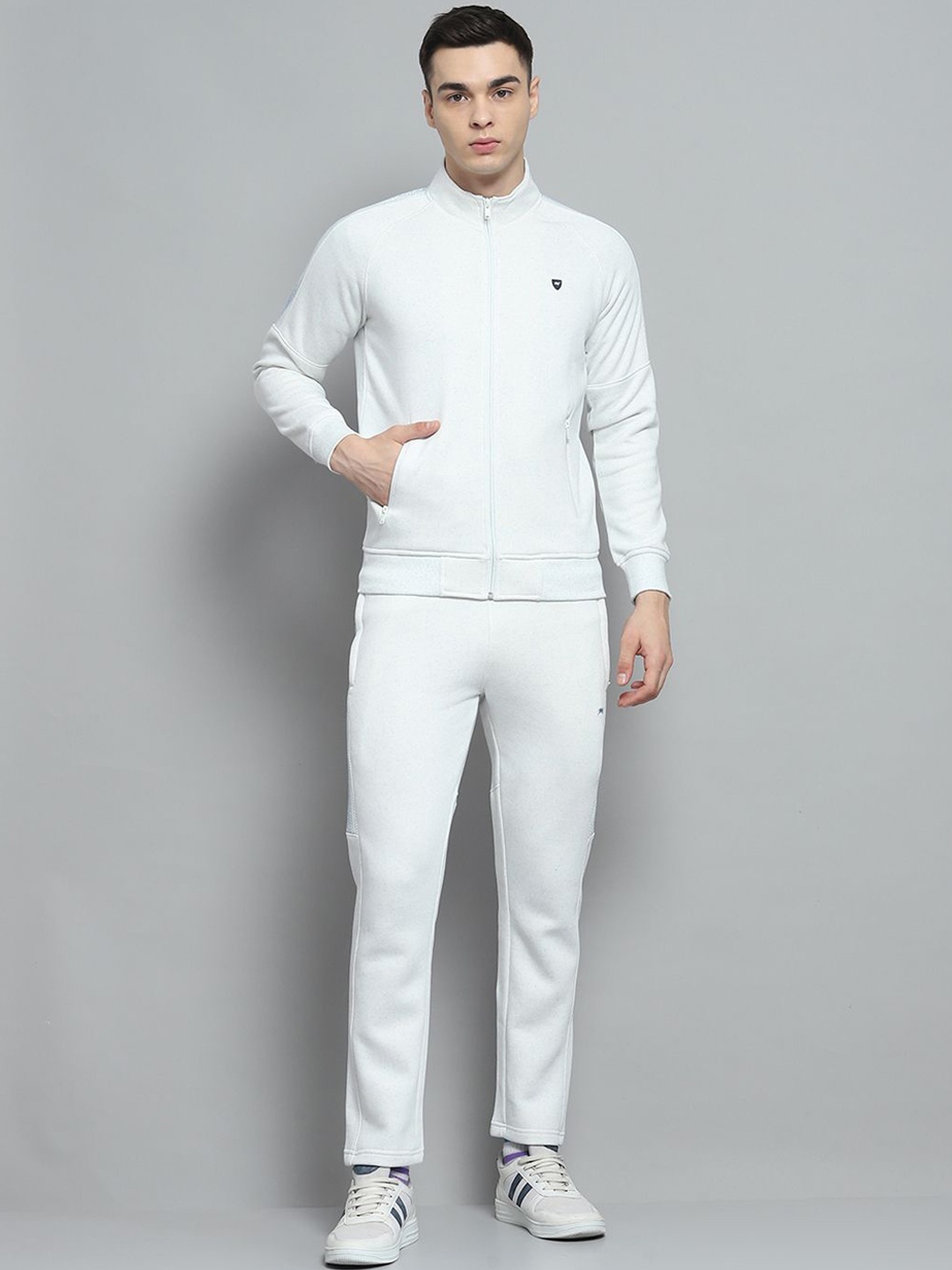 

Monte Carlo Men Mock Collar Long Sleeves Tracksuit, White
