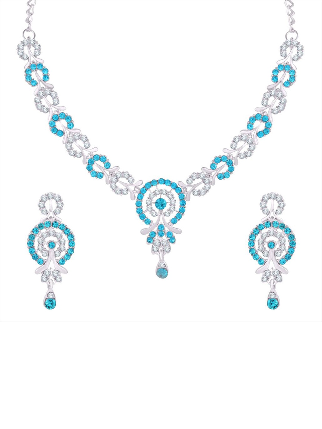 

TONOLIKA Silver-Plated Artificial Stone-Studded Jewellery Set