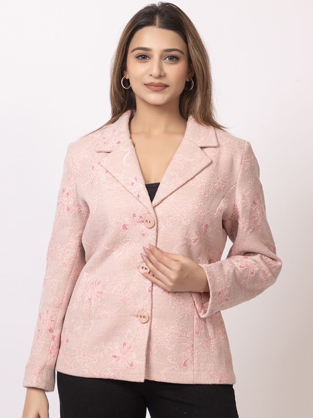 

GFO Self-Design Single-Breasted Blazers, Pink