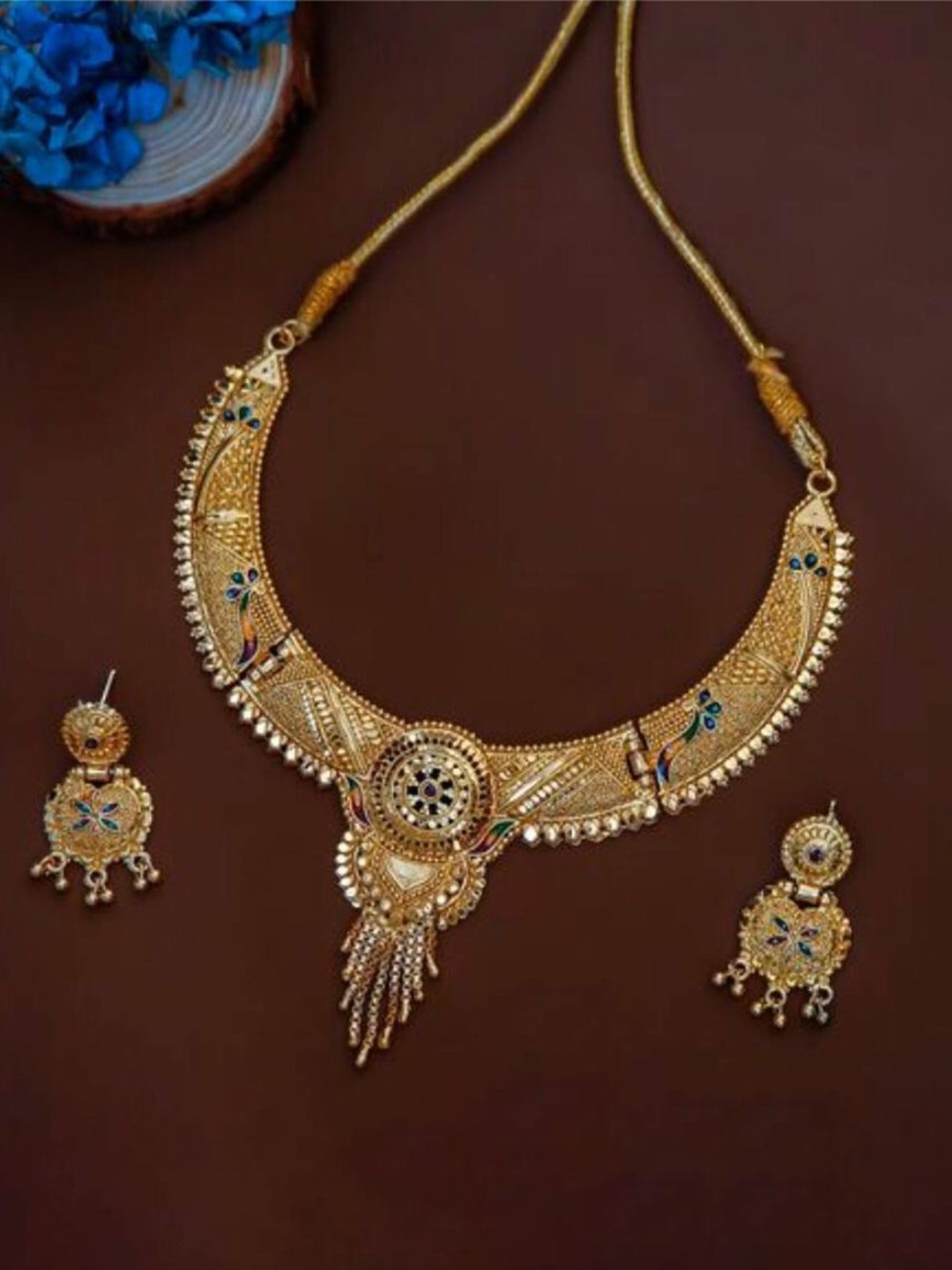 

TONOLIKA Gold-Plated Stone-Studded Jewellery Set