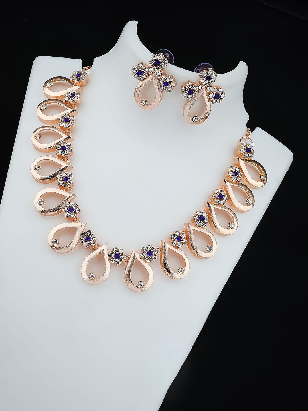

TONOLIKA Rose Gold-Plated Artificial Stone-Studded Jewellery Set