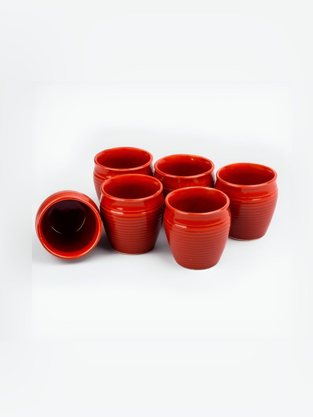 

Storepedia Maroon Handcrafted Solid Ceramic Glossy Kulhad Set of Cups and Mugs