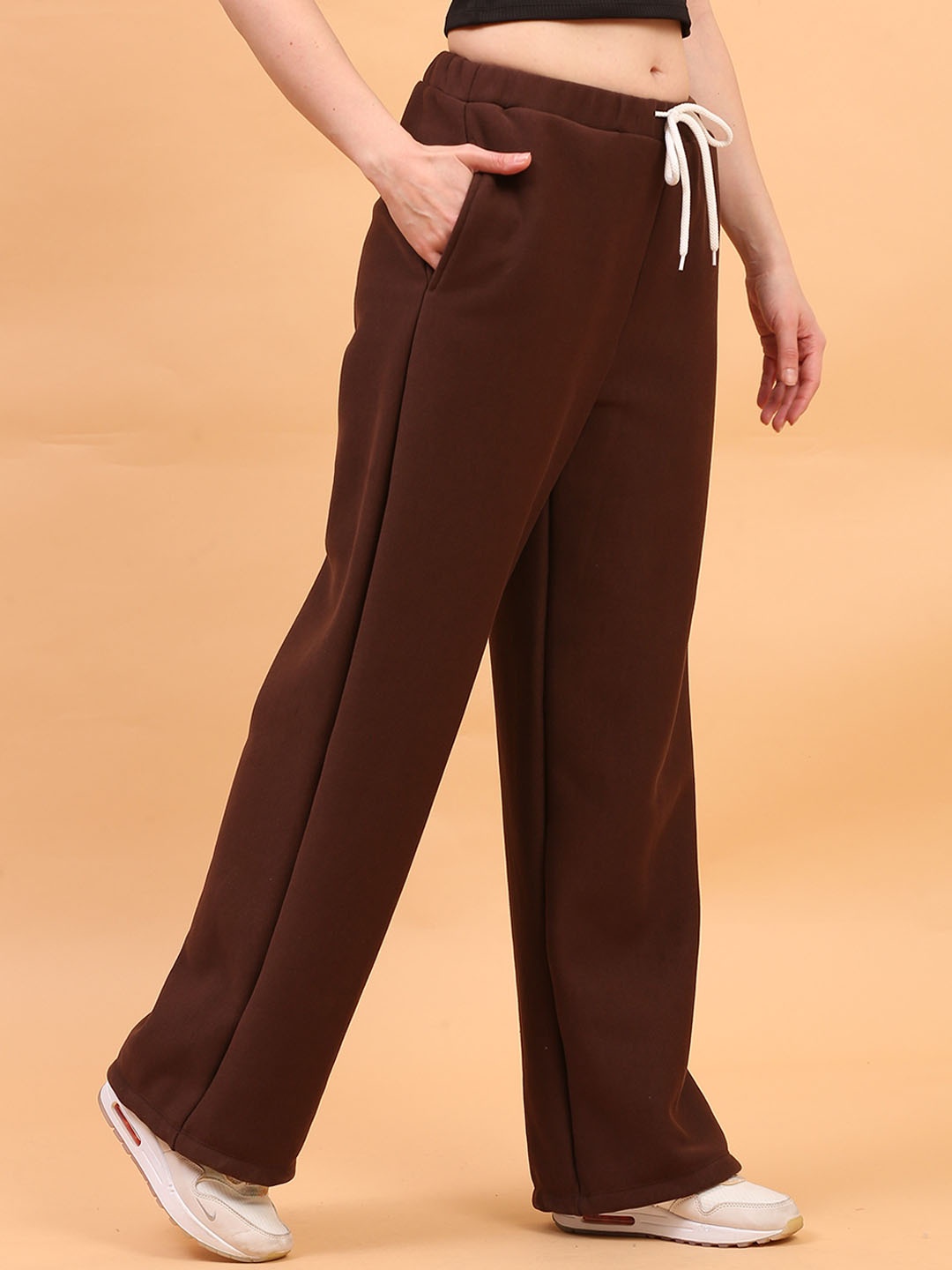

ECO LEAS BY SHIPRA Women Cotton Easy Wash Regular Trousers, Brown