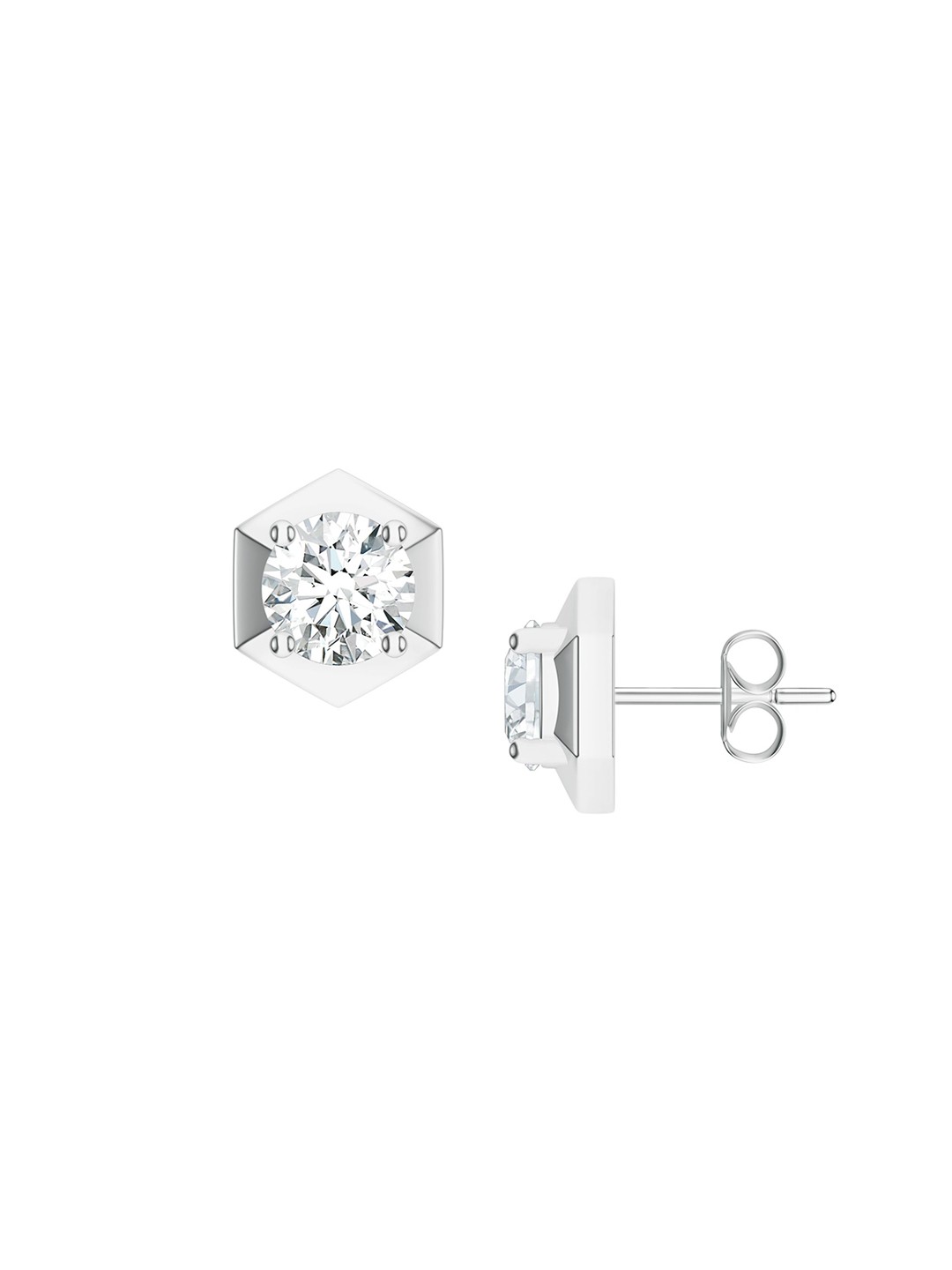 

Kicky And Perky 925 Sterling Silver Round Shape Moissanite Stone Studded Earring