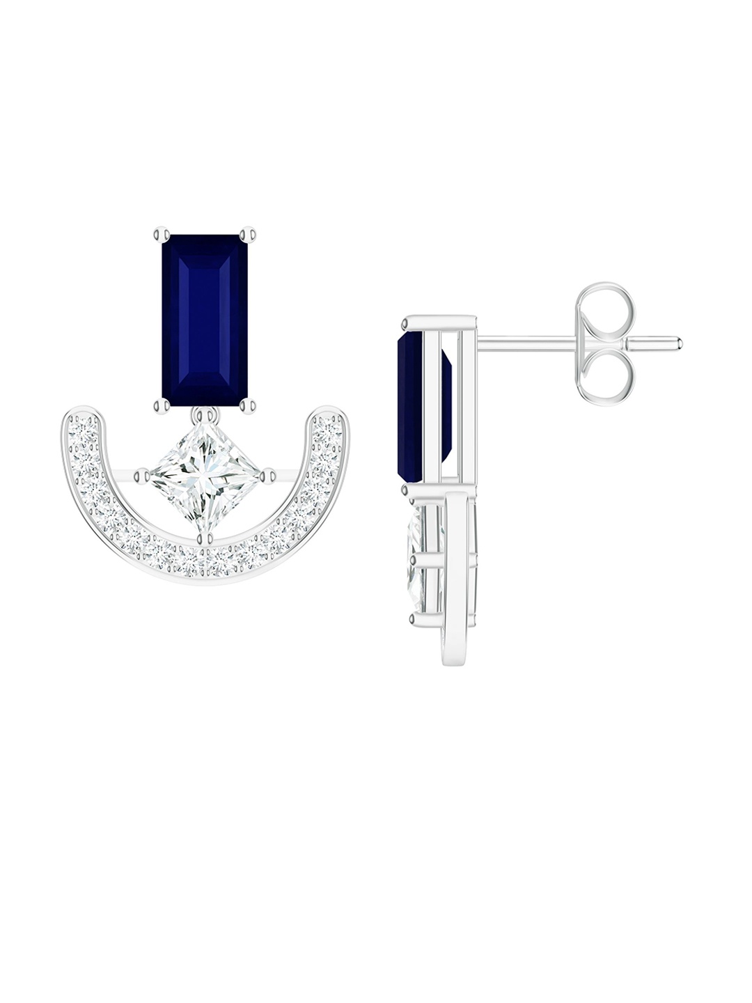 

Kicky And Perky 925 Sterling Silver Baguette Shape Lolite & Moissanite Studded Earring