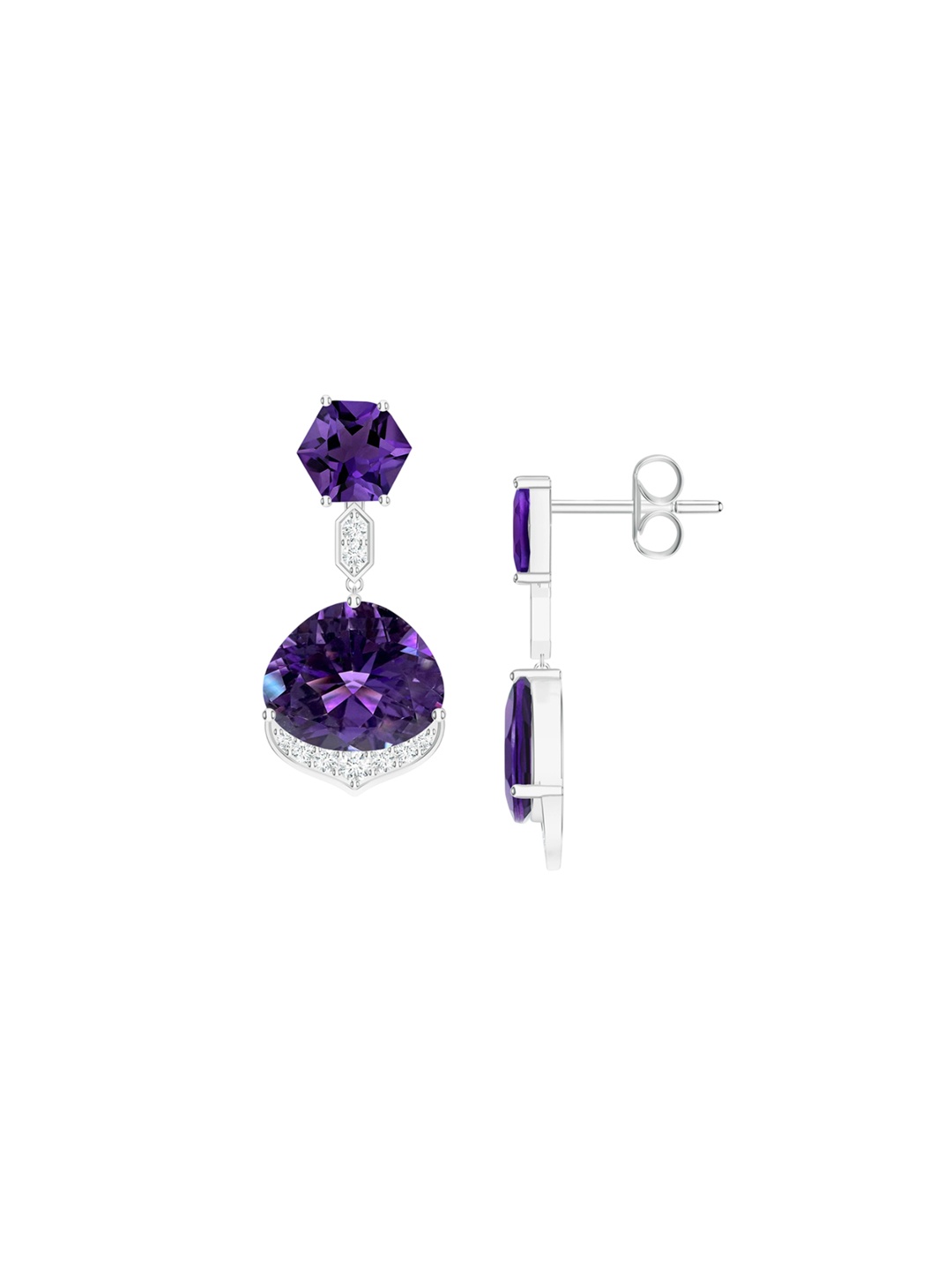 

Kicky And Perky 925 Sterling Silver Amethyst & Moissanite Stone Studded Earring