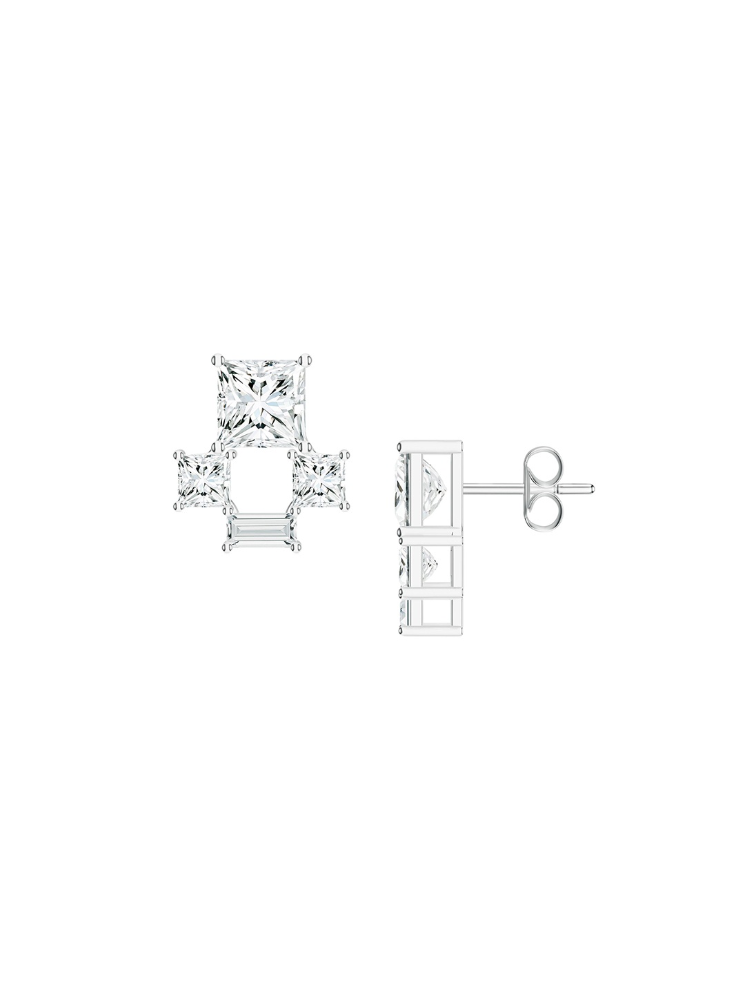 

Kicky And Perky 925 Sterling Silver Square Shape Moissanite Stone Studded Earring