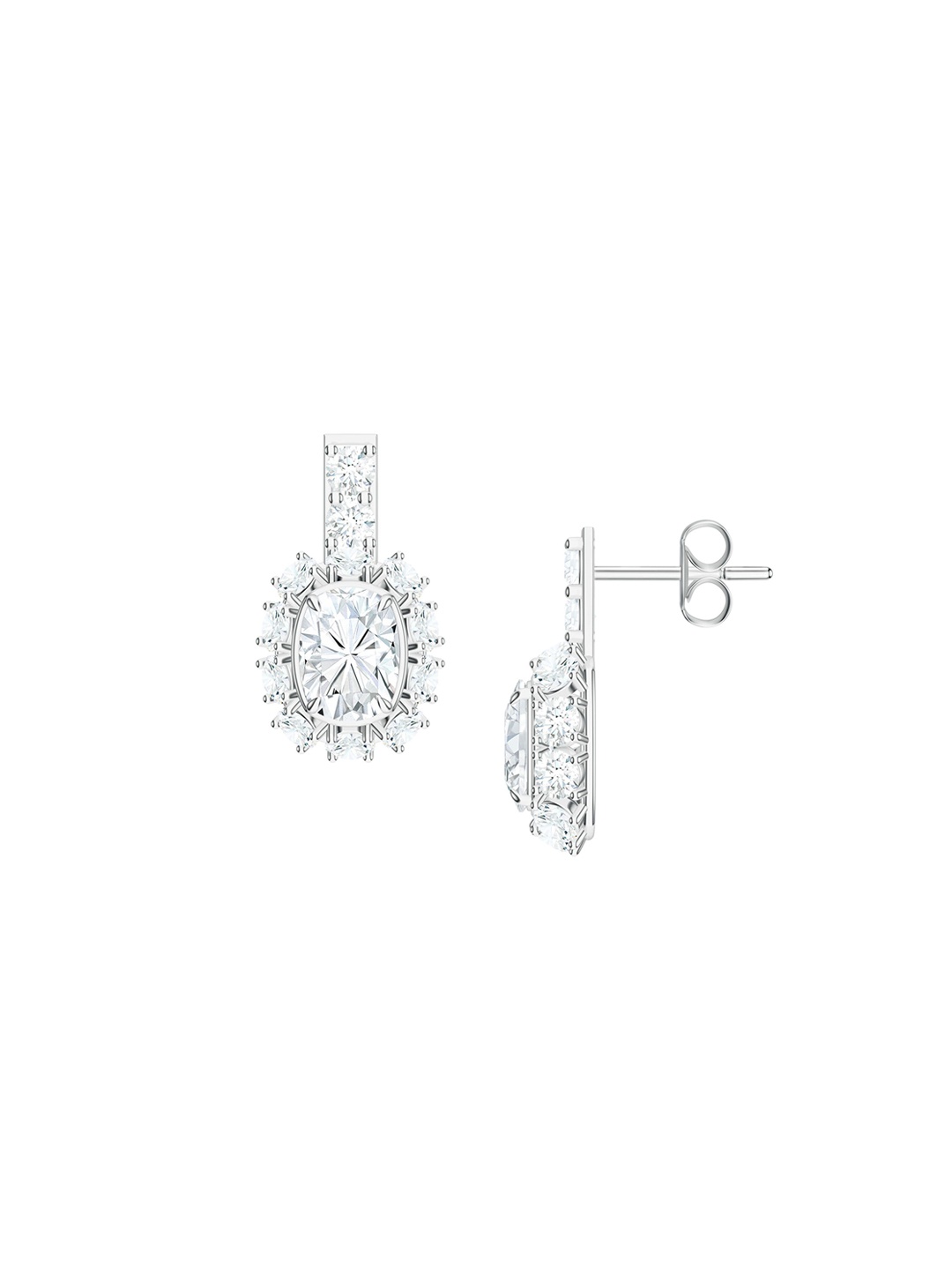 

Kicky And Perky 925 Sterling Silver Rectanguler Shape Moissanite Stone Studded Earring