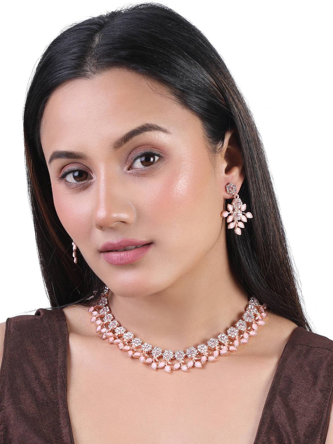 

TONOLIKA Gold-Plated Stone Studded Jewellery Set