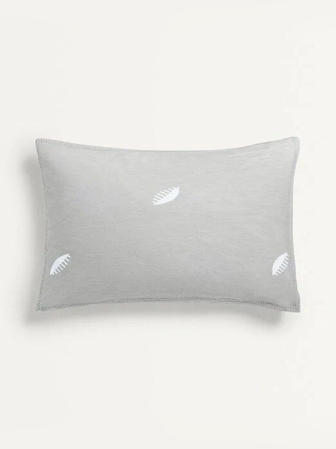 

THE BABY ATELIER Grey & White 1 Pieces Solid Pure Cotton Rectangle Pillow Covers