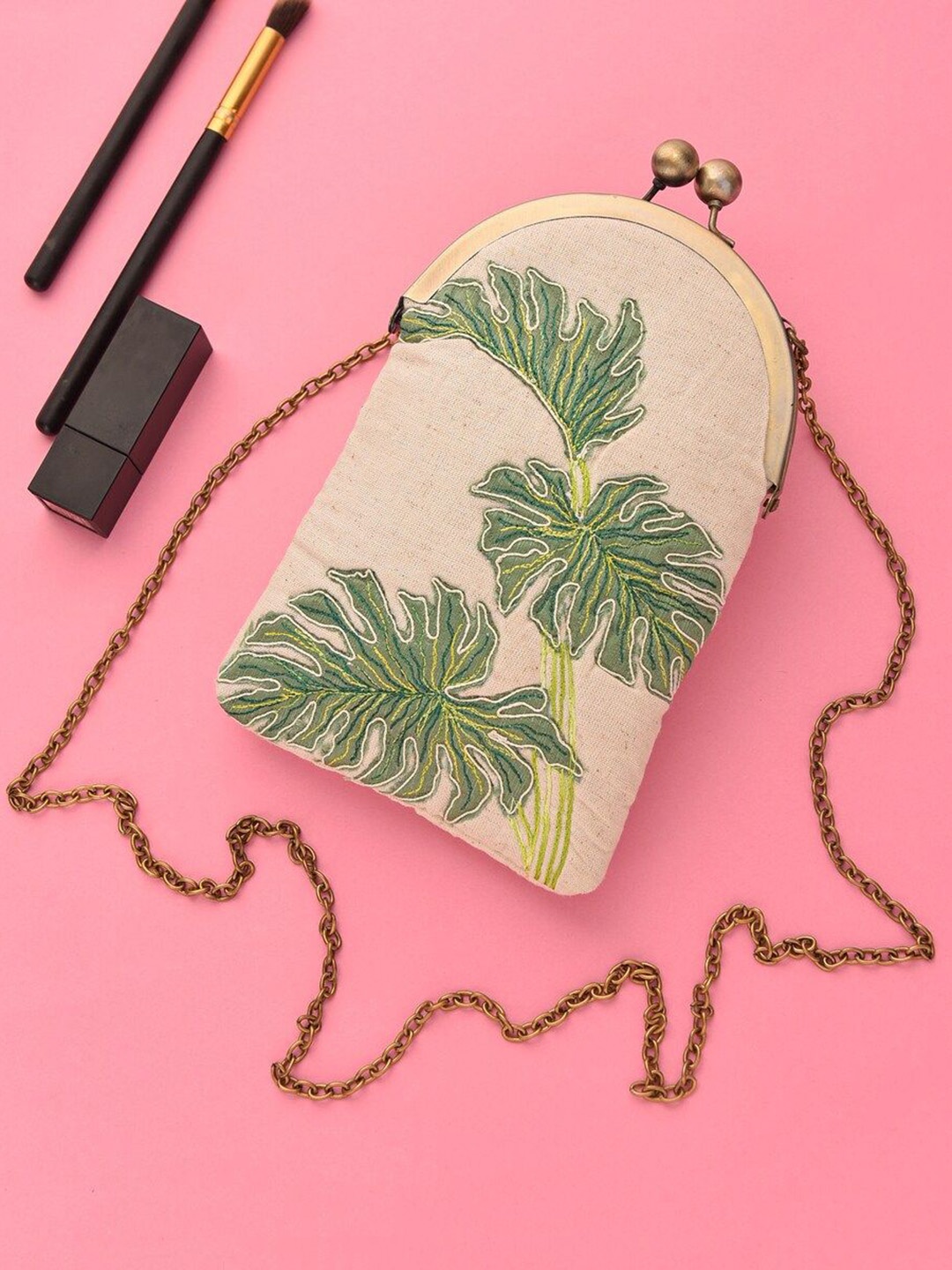 

JAYPORE Women Embroidered Pouch Travel Accessory, Off white