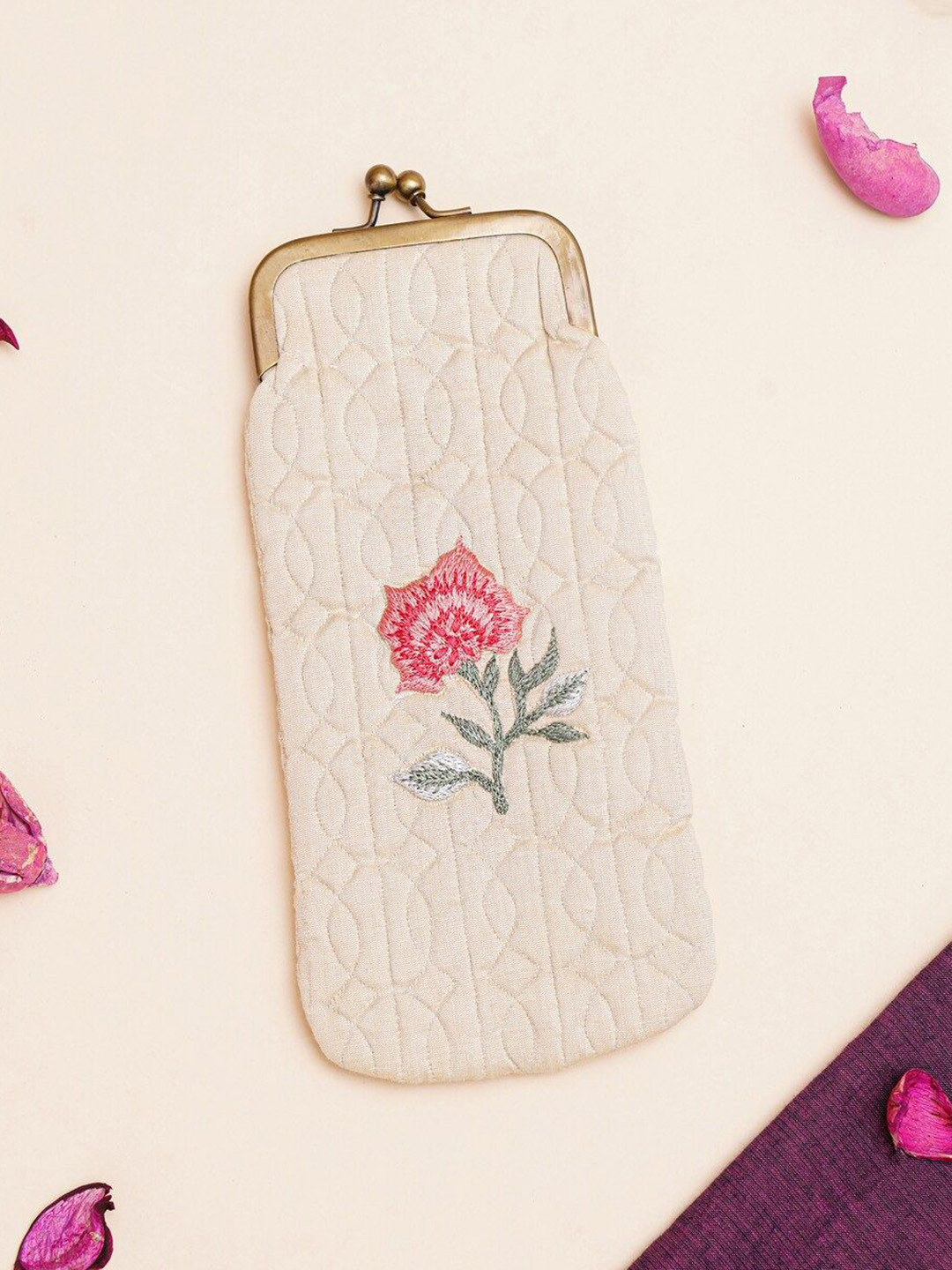 

JAYPORE Women Textured Pouch Travel Accessory, Off white