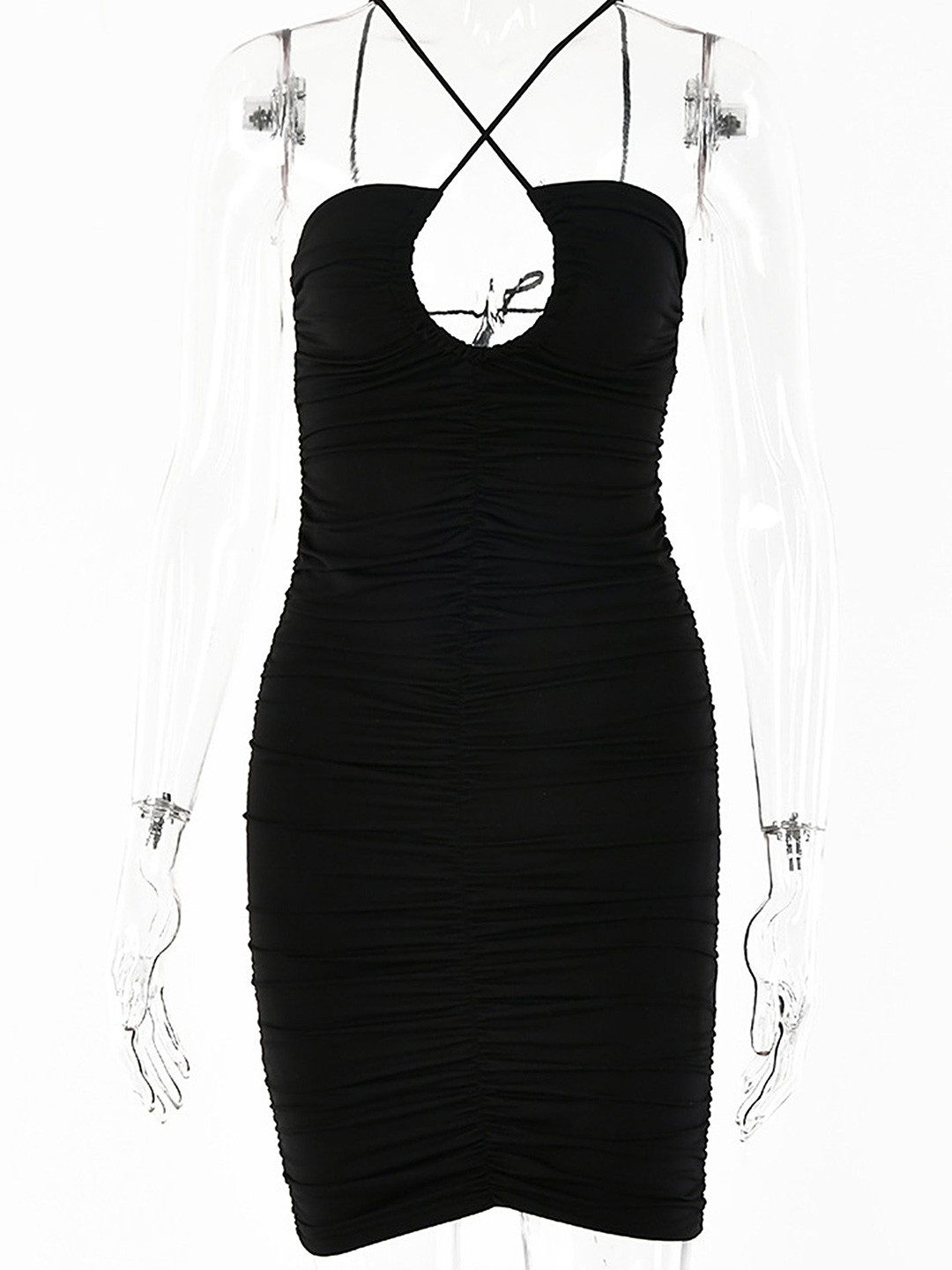 

LULU & SKY Women Halter Neck Bodycon Mini Dress, Black