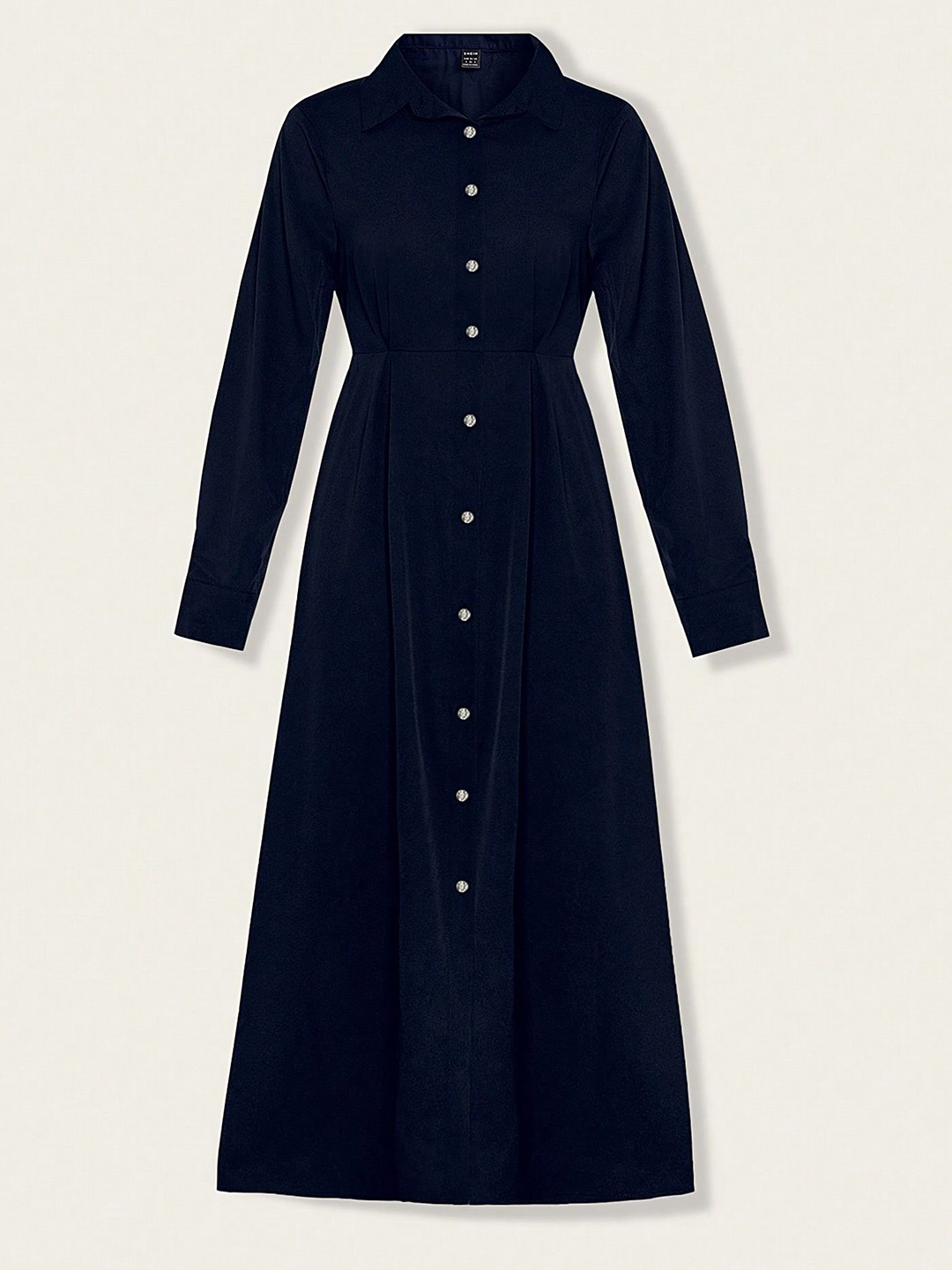 

LULU & SKY Women Shirt Collar Button Detailed Shirt Midi Dress, Navy blue