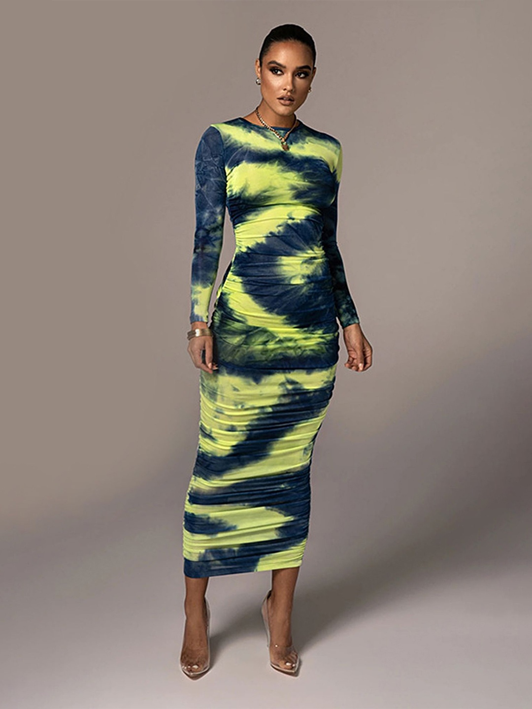 

LULU & SKY Women Round Neck Dyed Dress, Blue
