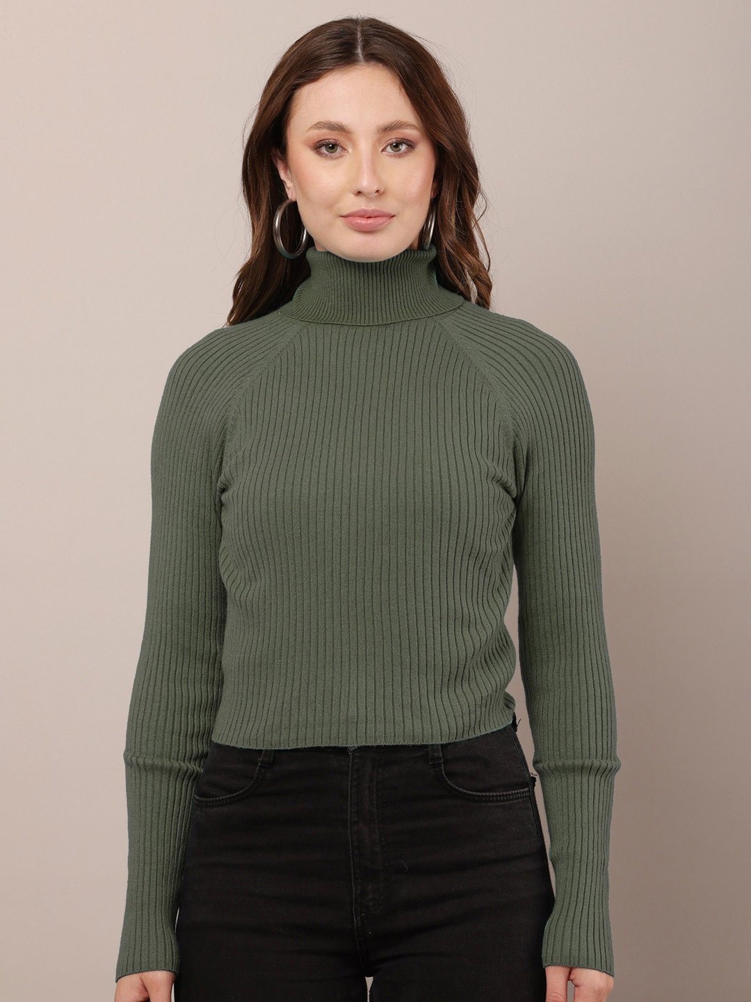 

NoBarr Women Striped Cotton Pullover, Green