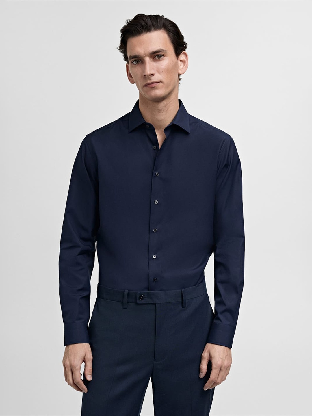 

MANGO MAN Slim Fit Smart Casual Shirt, Navy blue
