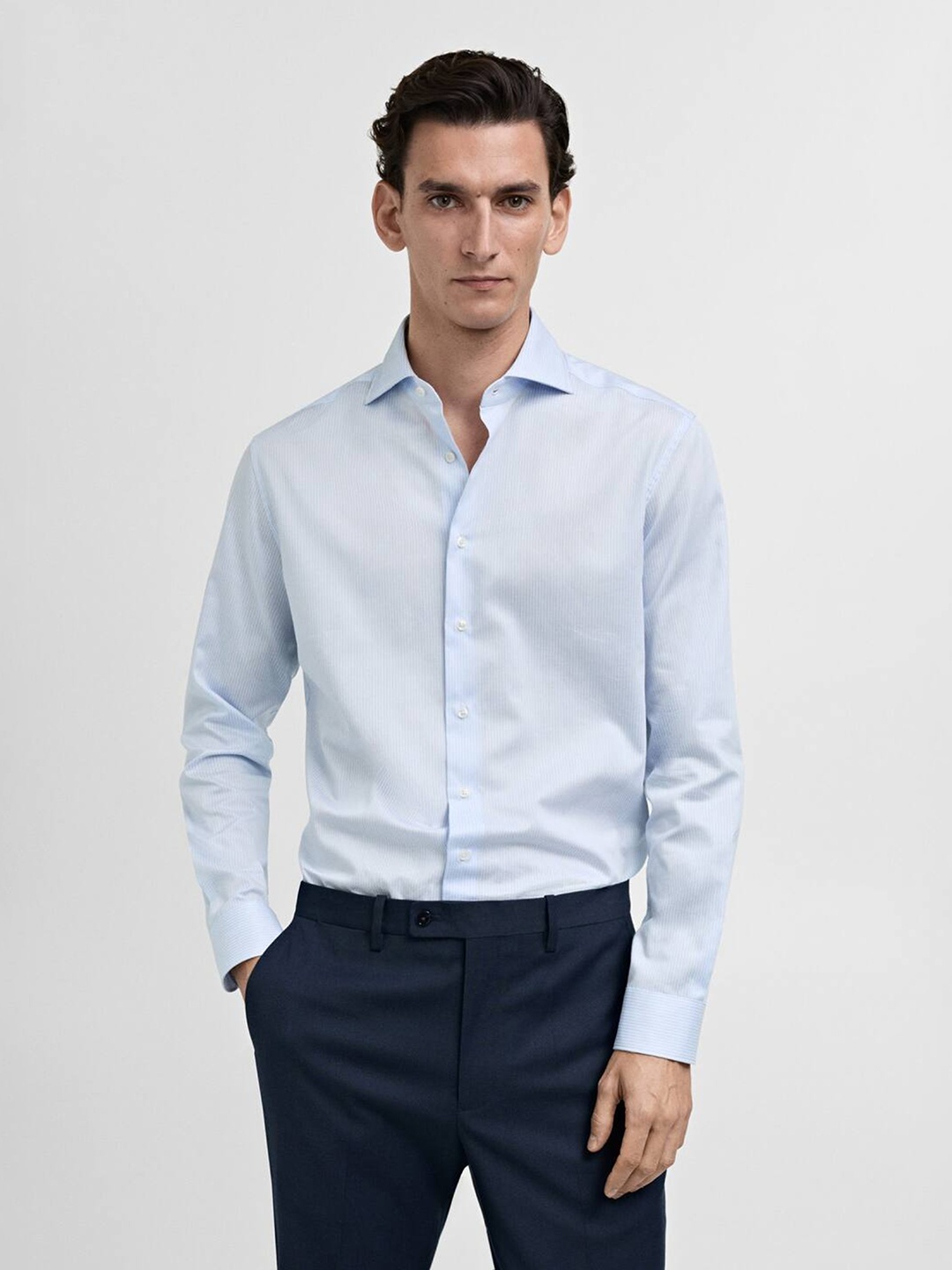 

MANGO MAN Striped Smart Casual Shirt, Blue