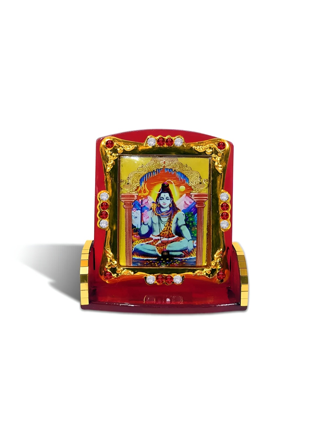 

Adhvik Red & Gold-Toned Mahadev Showpiece