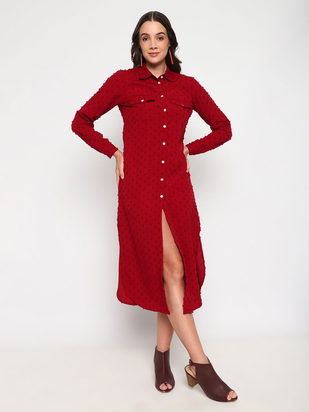 

Satrisha Women Shirt Dress, Maroon