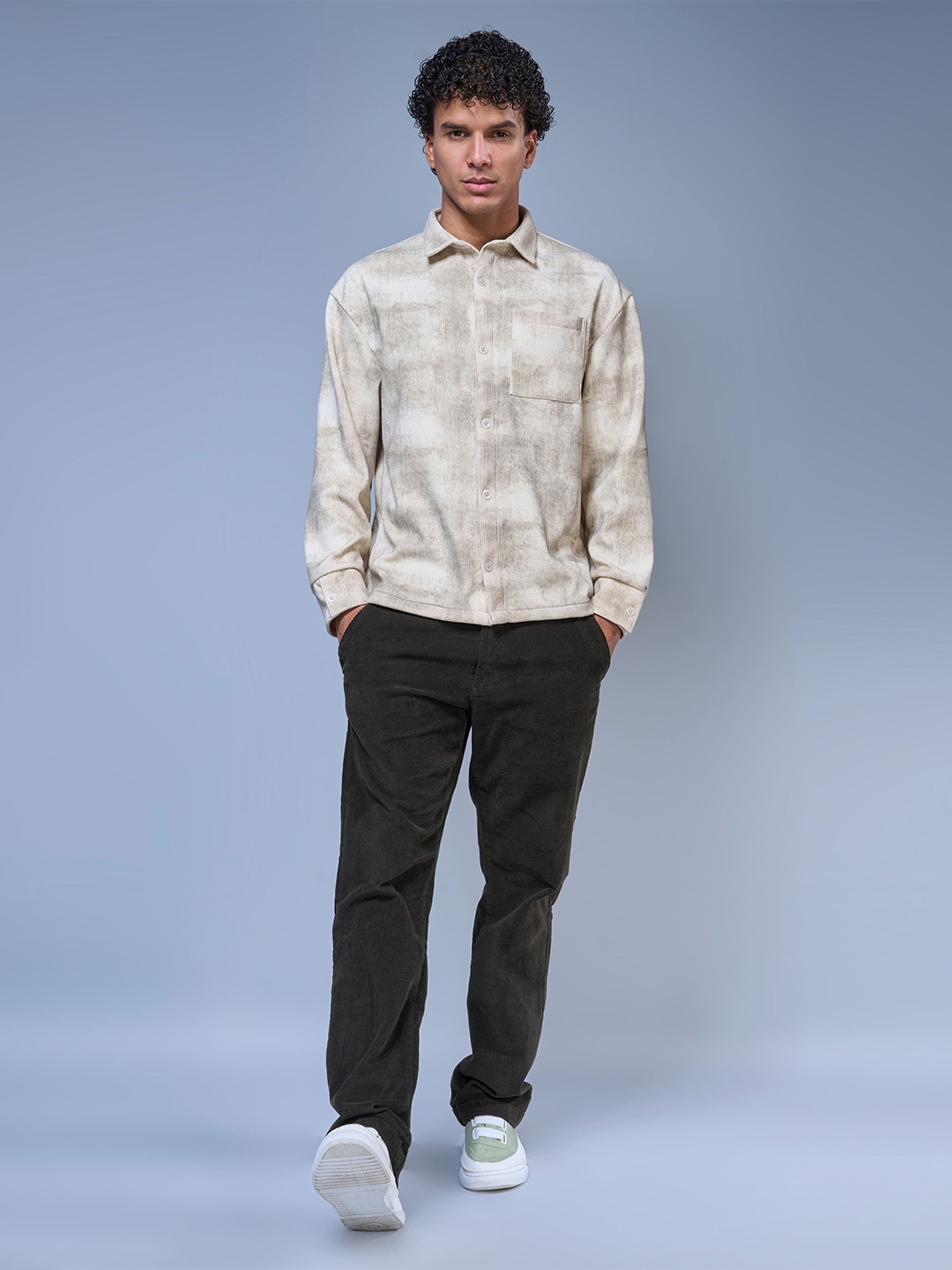 

MAXZONE Men Classic Relaxed Fit Spread Collar Dyed Cotton Casual Shirt, Beige