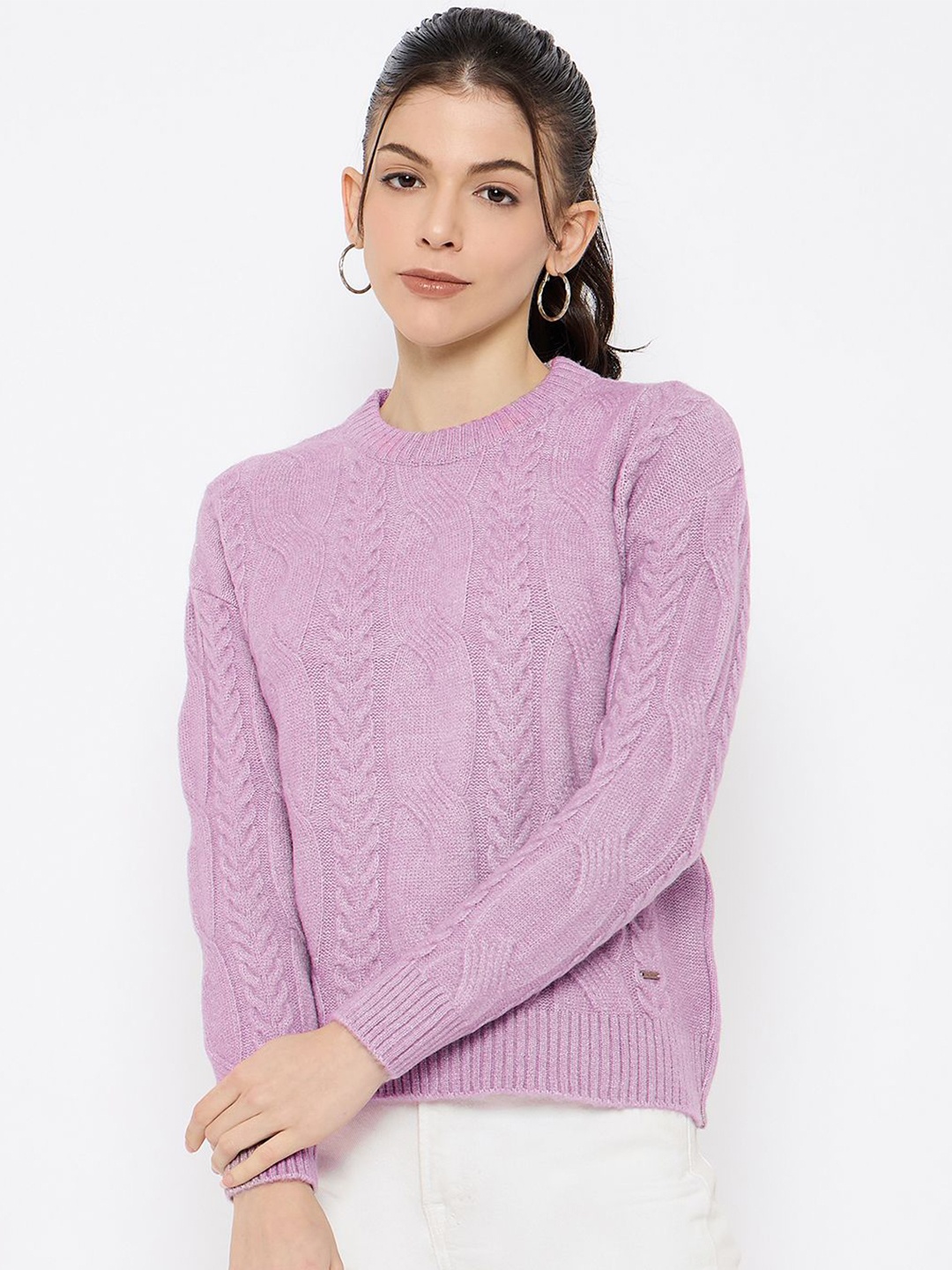 

Duke Women Cable Knit Pullover, Purple