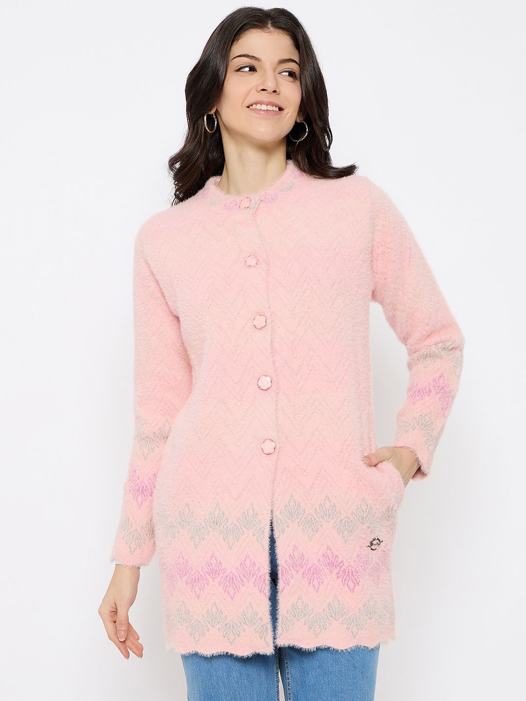 

Duke Women Longline Cardigan, Pink