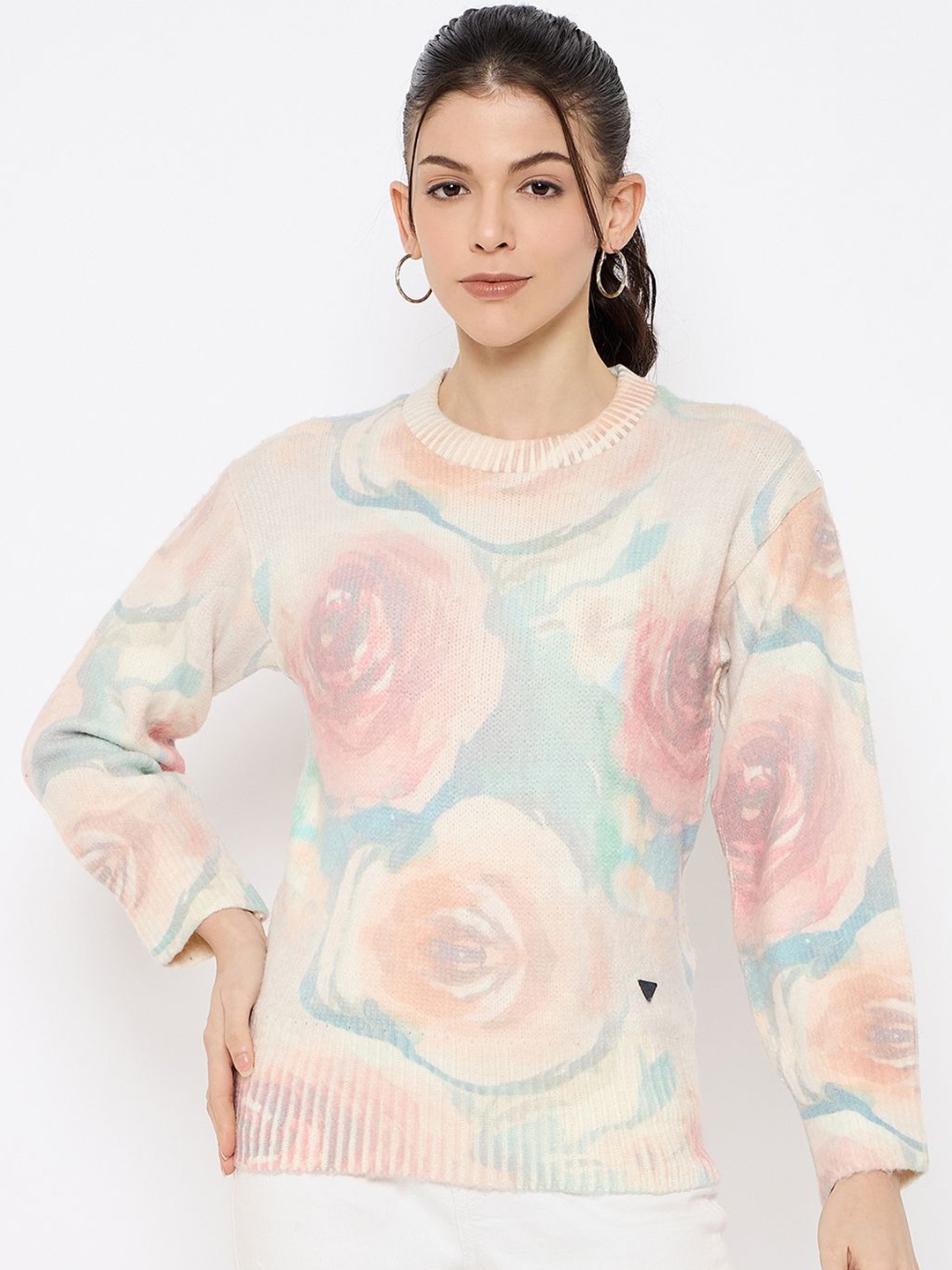 

Duke Women Floral Printed Pullover, Off white