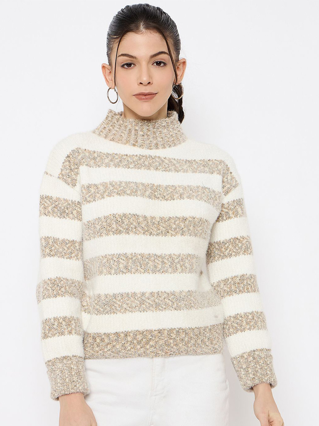 

Duke Women Striped Pullover, White