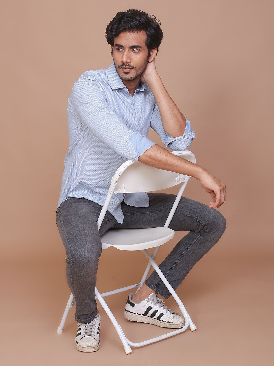 

RAVINIK Men Geometric Printed Cotton India Slim Regular Fit Casual Shirt, Blue