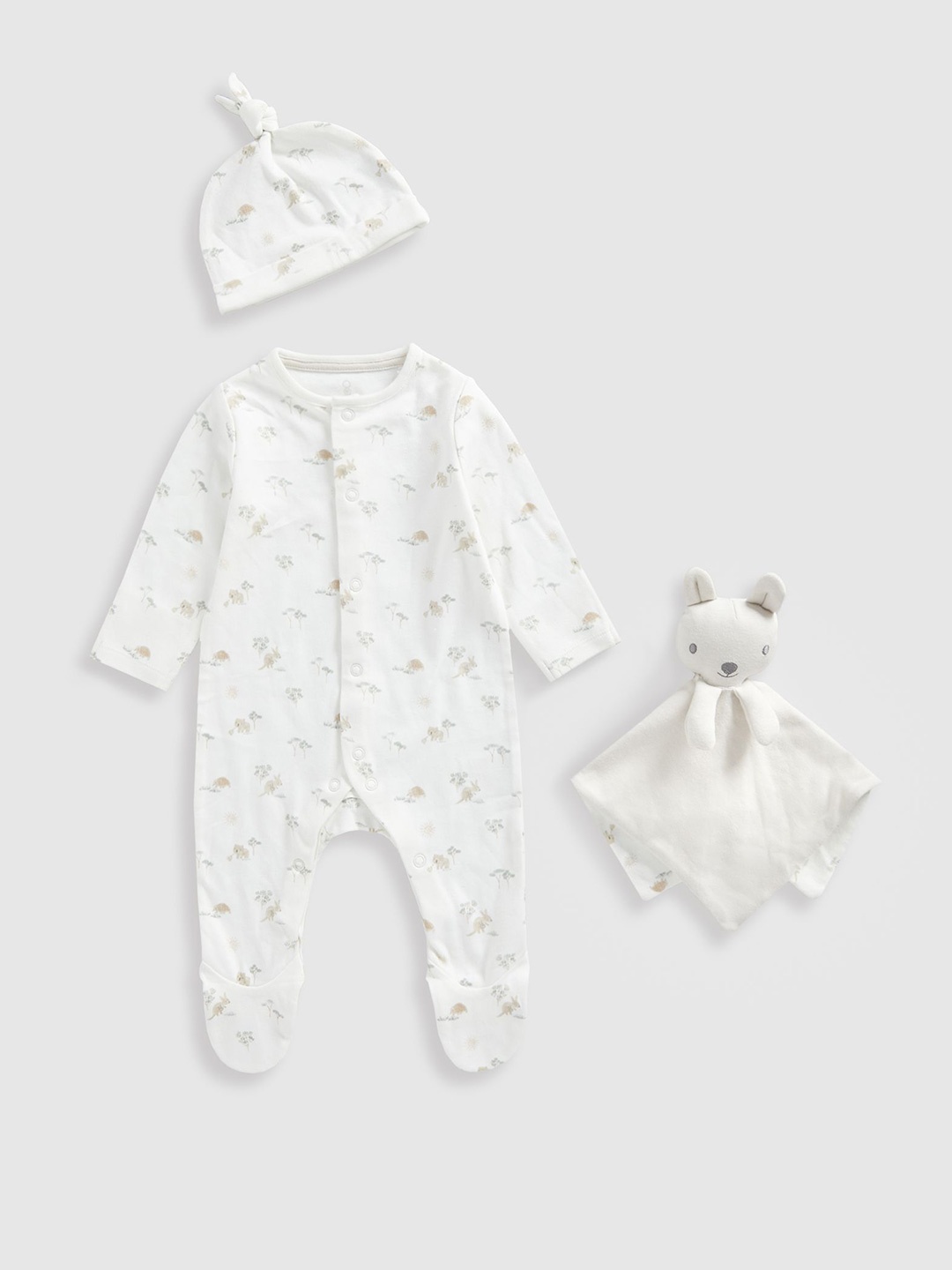 

mothercare Infants 3-Pcs Pure Cotton Baby Apparel Gift Set, White