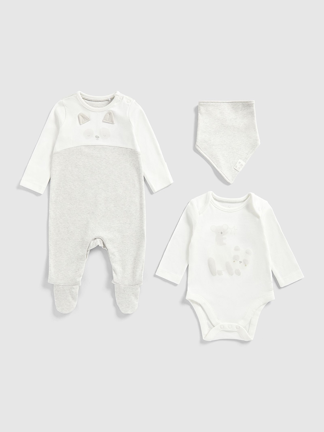 

mothercare Infants Pack of 3 Pure Cotton Baby Apparel Gift Set, White